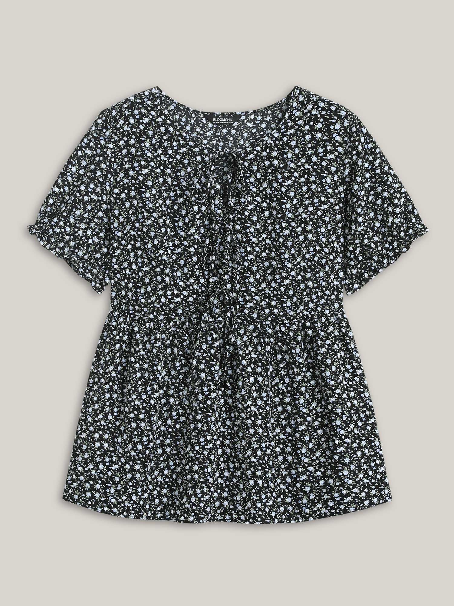 Ditsy Floral Print Bow-Tie Blouse - Image 5
