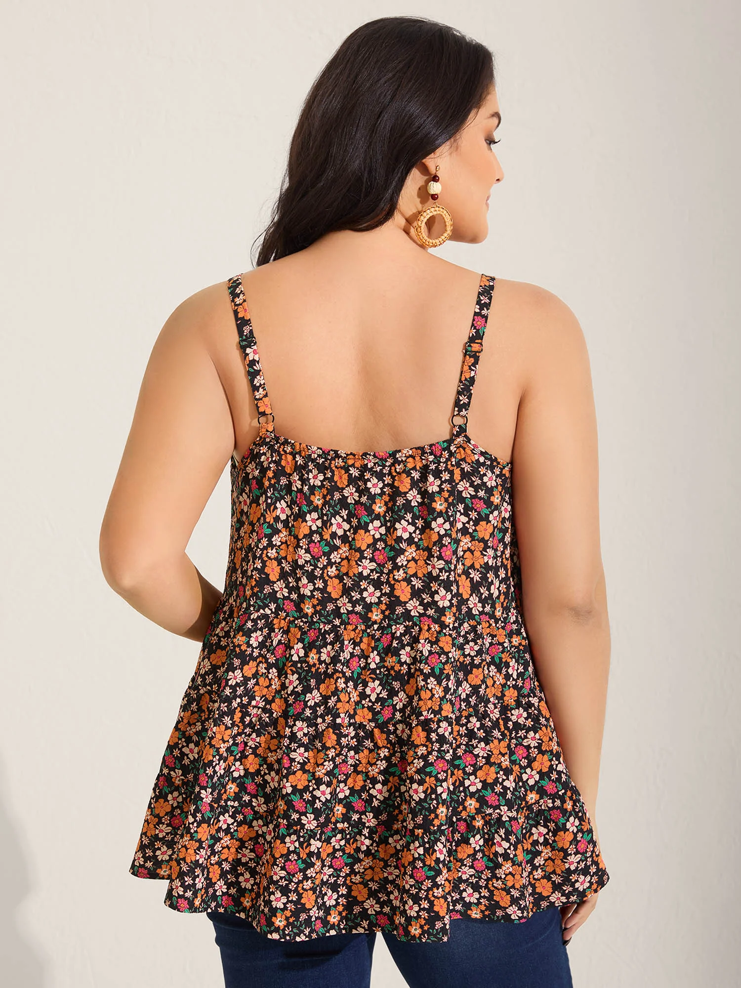 Ditsy Floral Print Cami Tiered Tank Top - Image 4