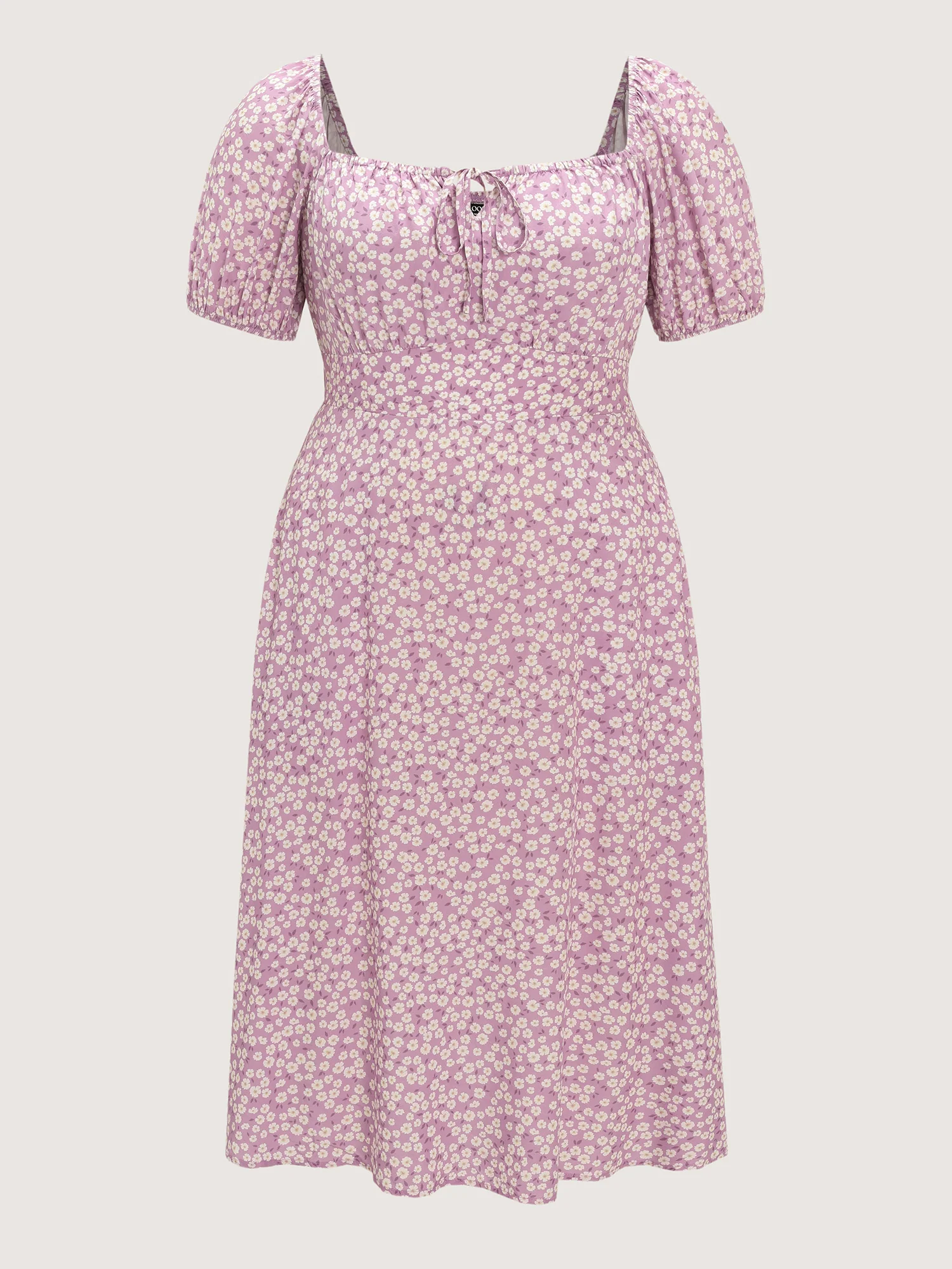 Ditsy Floral Print Cinched Waist Midi Dress - Image 7