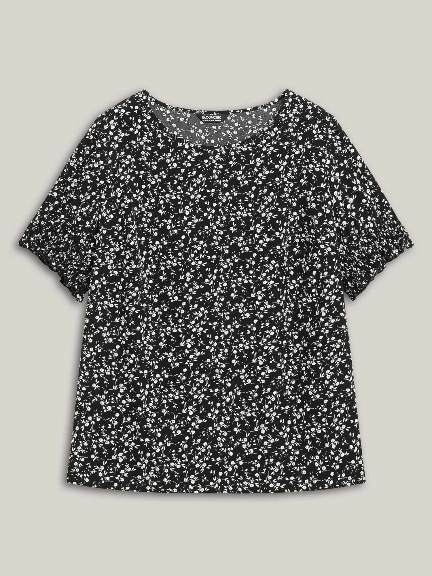 Ditsy Floral Print Curvy Hem Blouse - Image 7