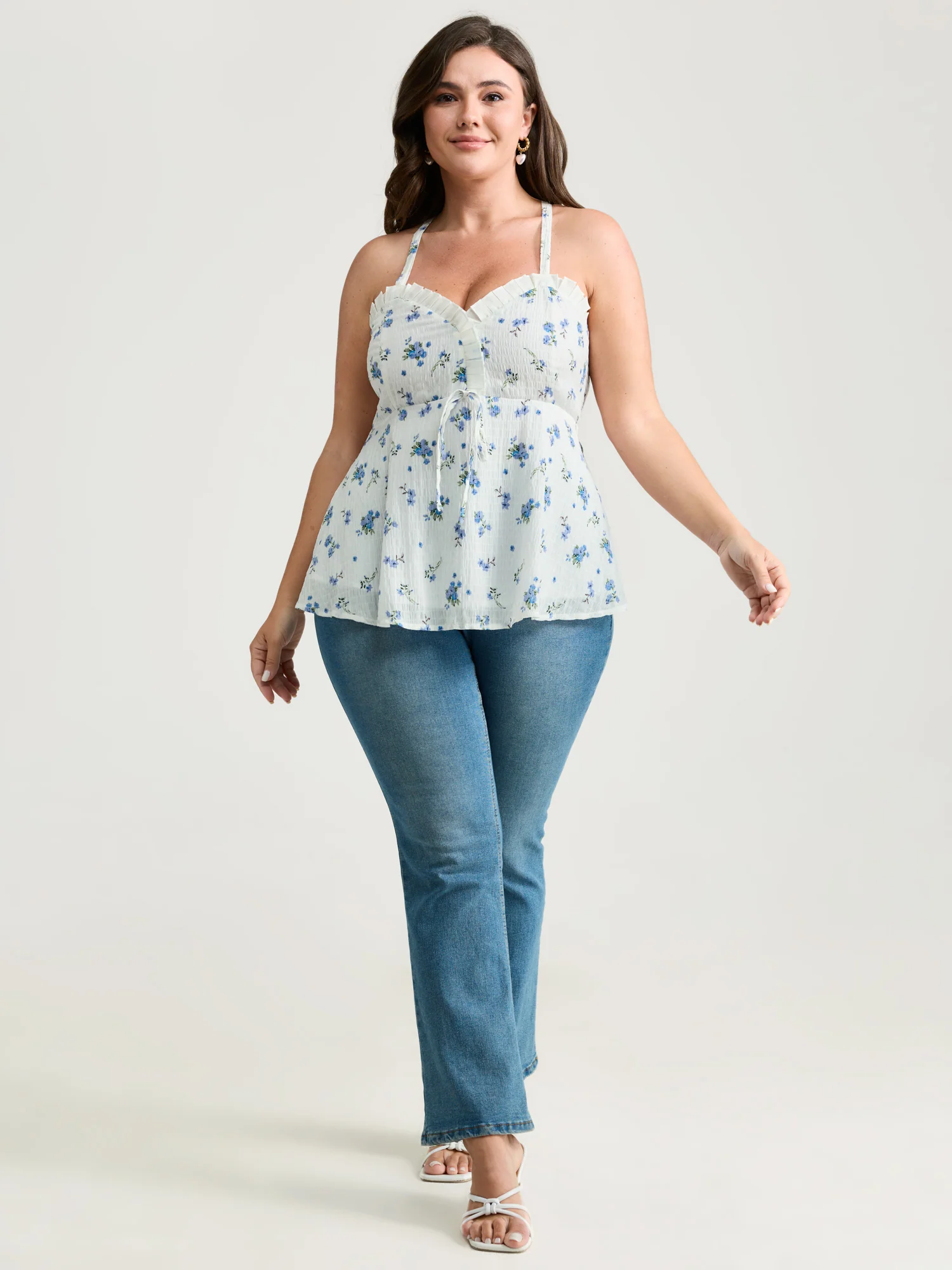 Ditsy Floral Print Fit And Flare Tank Top - Image 3