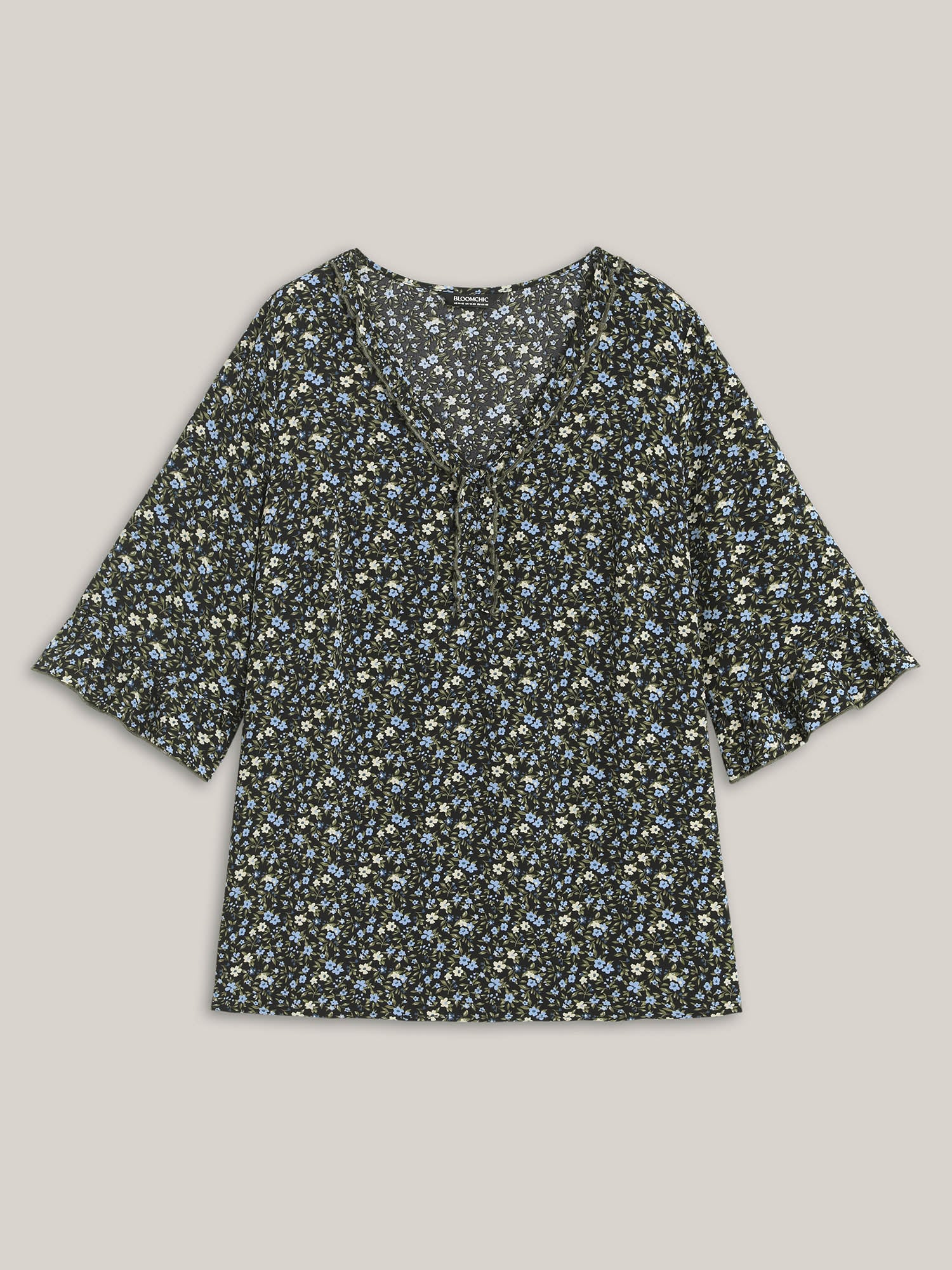 Ditsy Floral Print Frill Trim Blouse - Image 7
