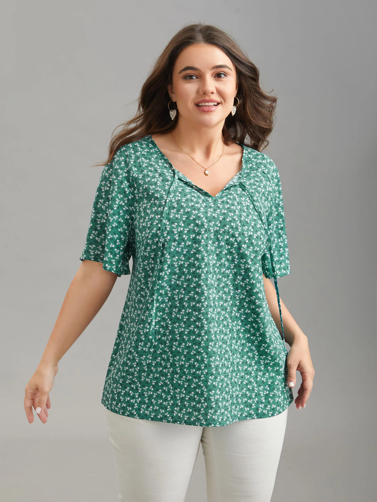 Ditsy Floral Print Half Sleeve Shirt - Image 2
