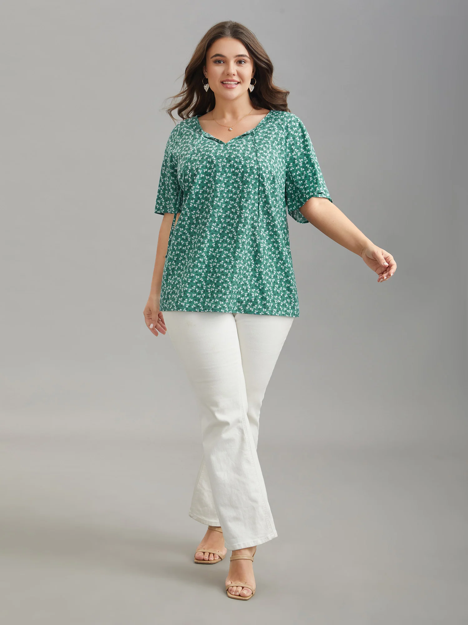 Ditsy Floral Print Half Sleeve Shirt - Image 3