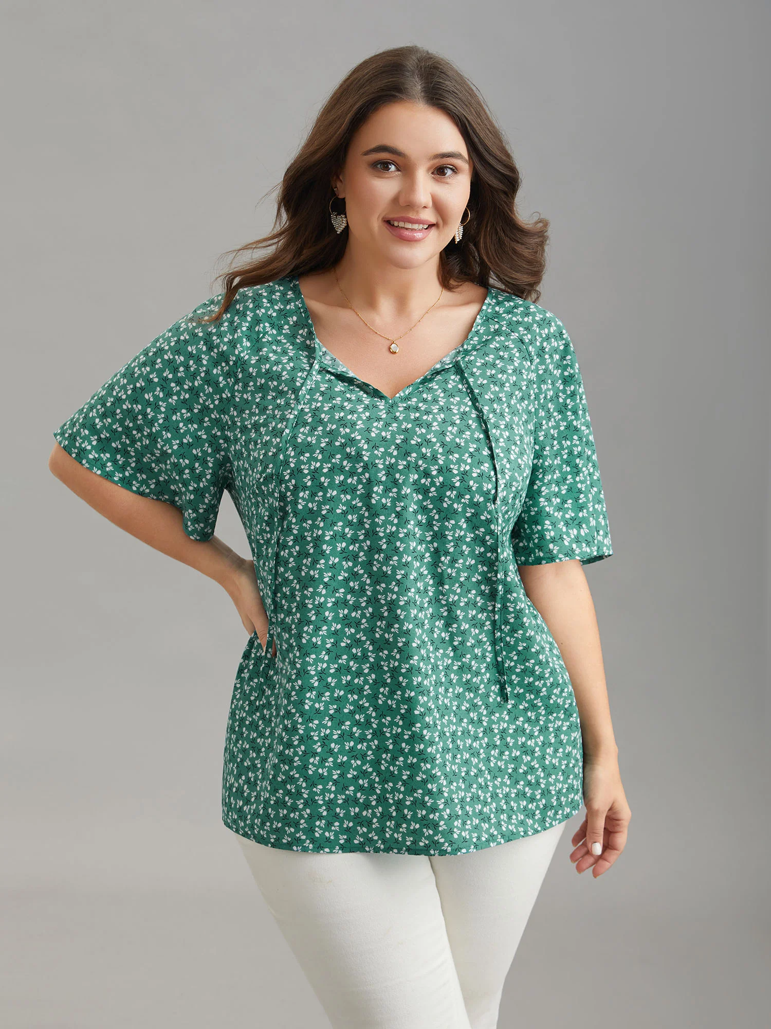 Ditsy Floral Print Half Sleeve Shirt - Image 4