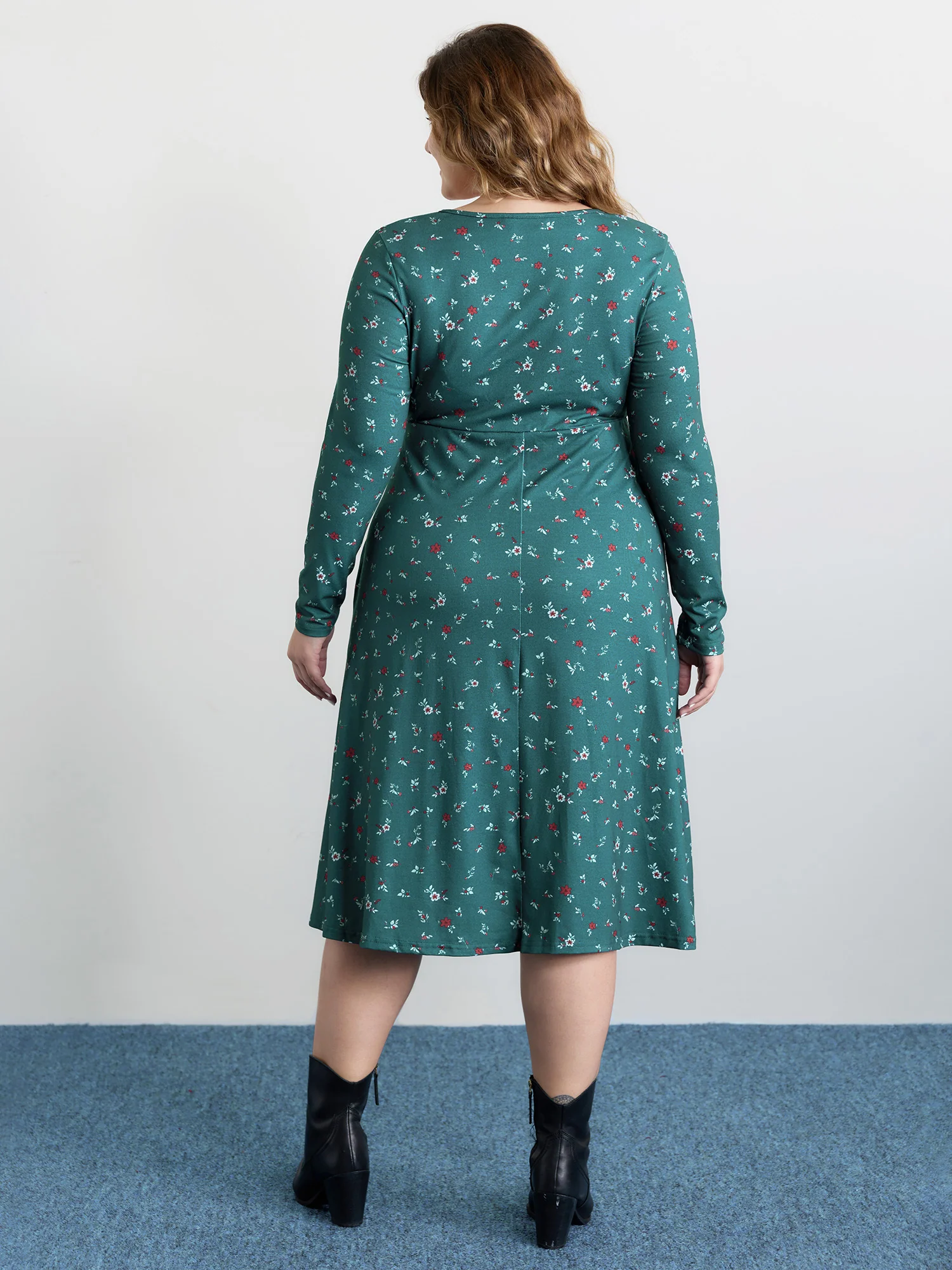 Ditsy Floral Print High Waist Midi Dress - Image 4