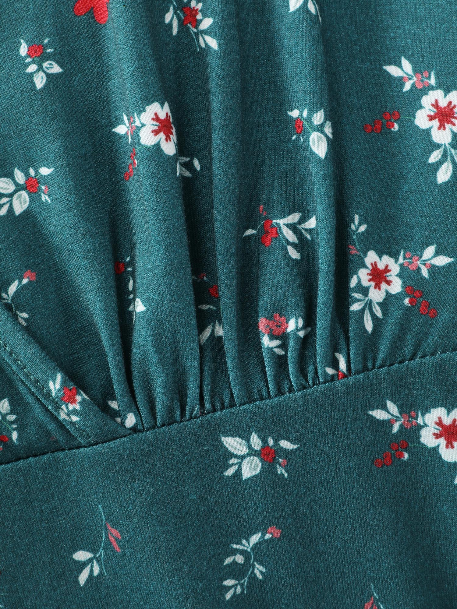 Ditsy Floral Print High Waist Midi Dress - Image 6