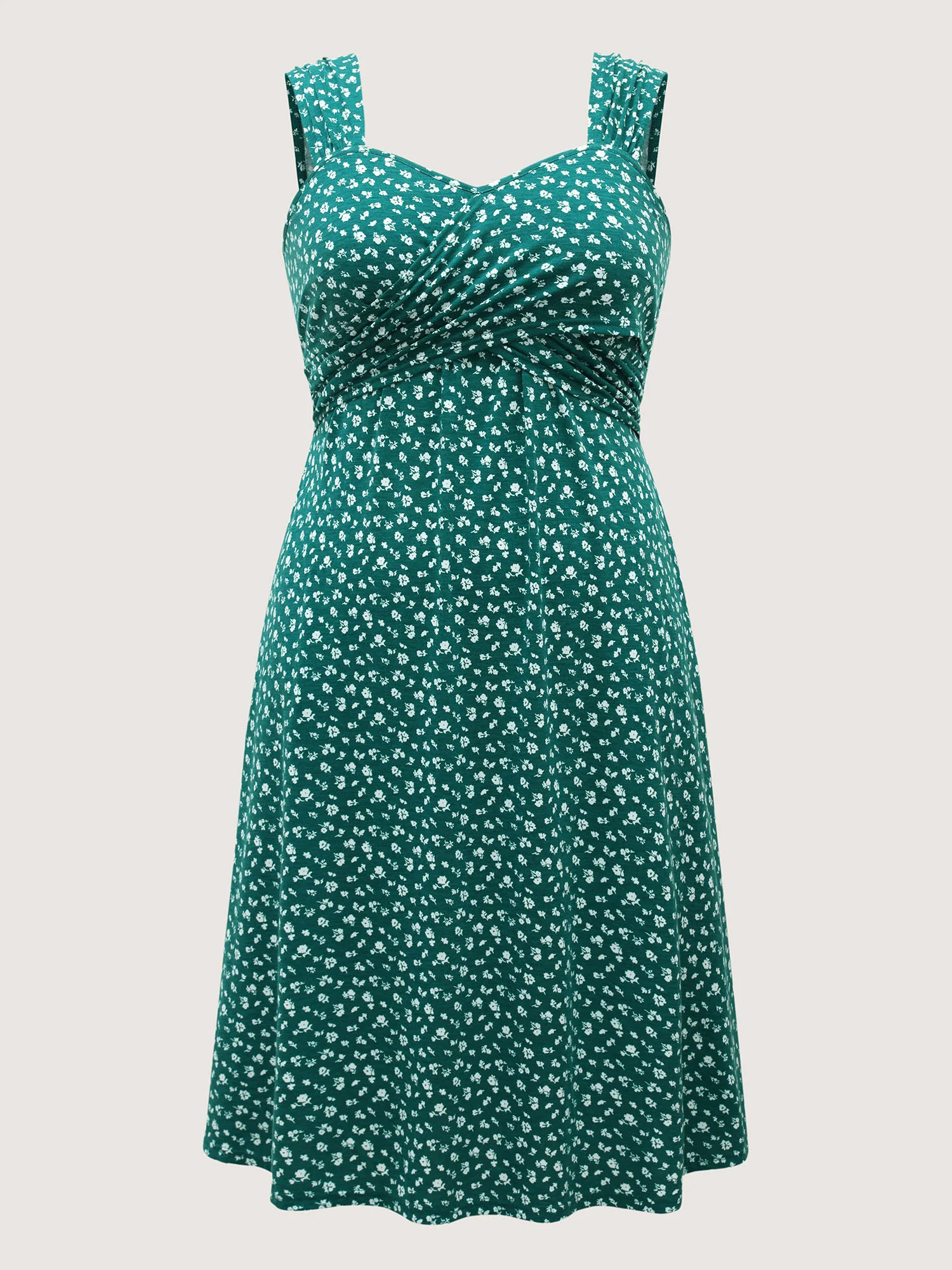 Ditsy Floral Print Knit Pockets Midi Dress - Image 7