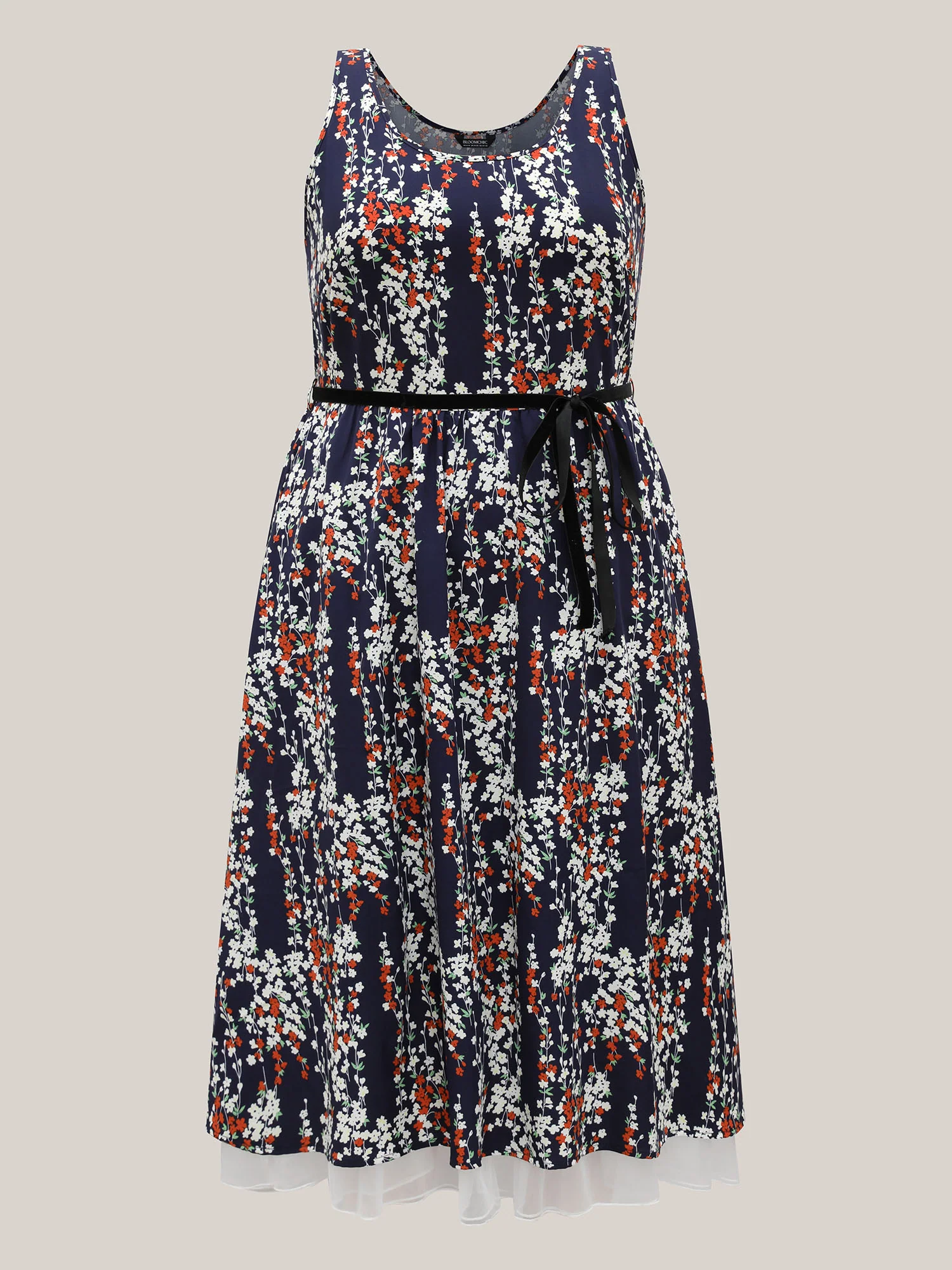 Ditsy Floral Print Lace Hem Midi Dress - Image 5