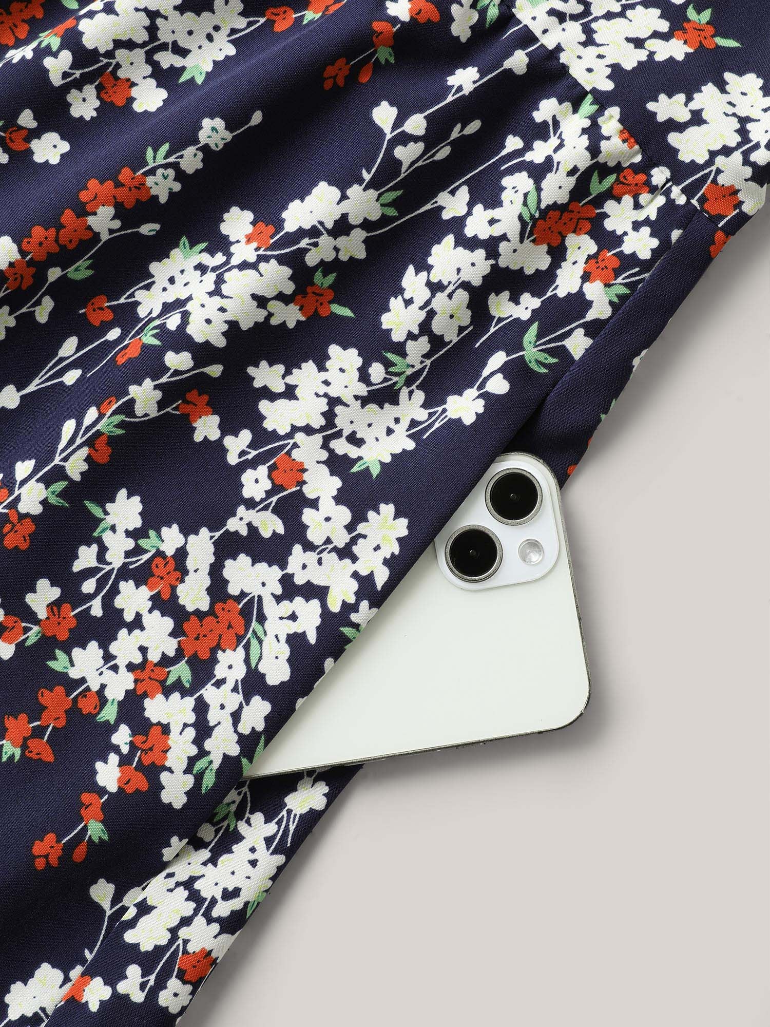 Ditsy Floral Print Lace Hem Midi Dress - Image 6