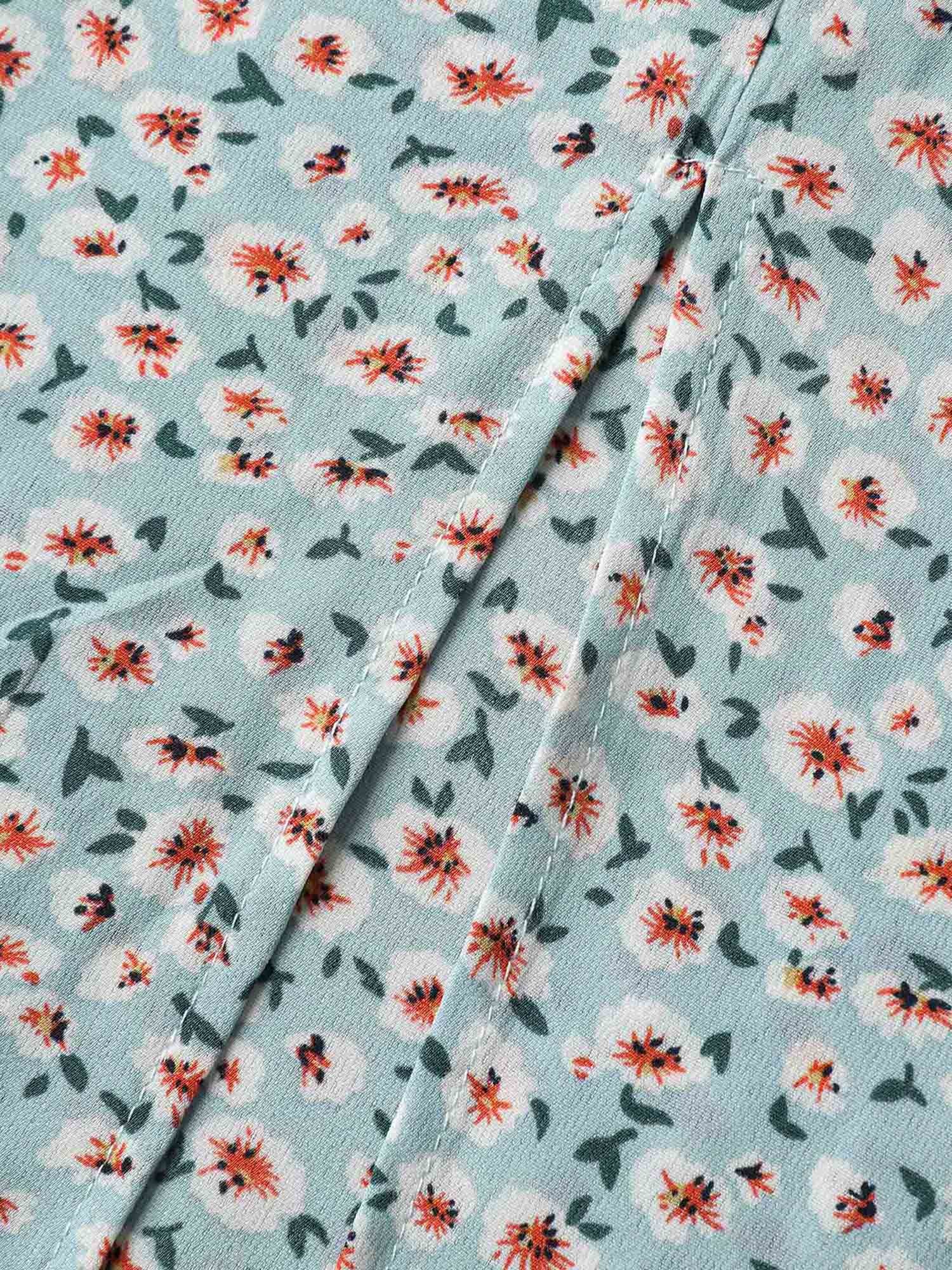 Ditsy Floral Print Layered Ruffle Midi Dress - Image 6