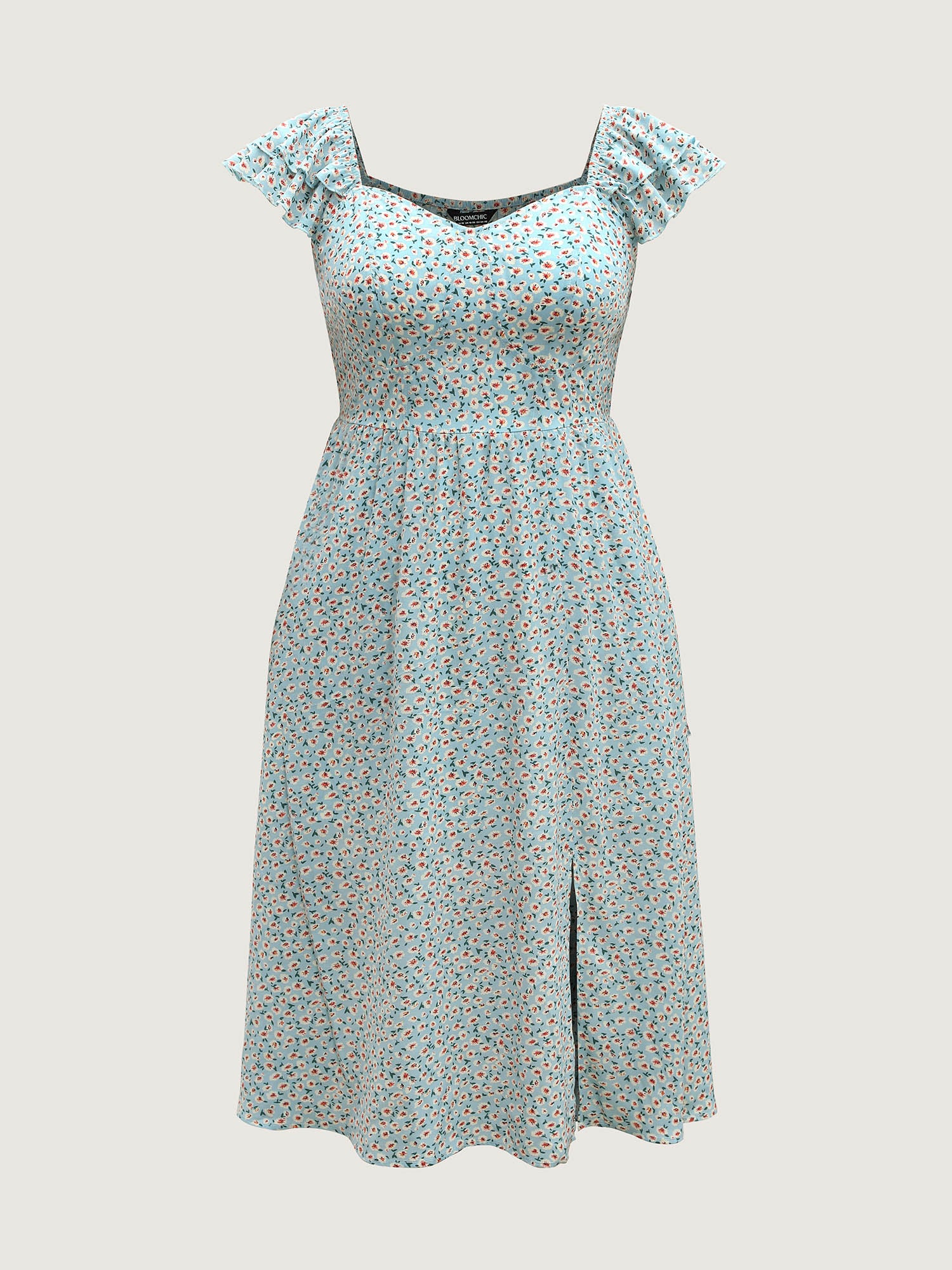 Ditsy Floral Print Layered Ruffle Midi Dress - Image 7