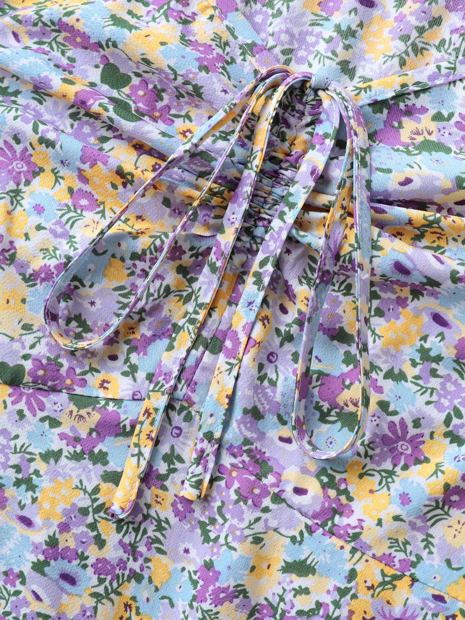 Ditsy Floral Print Neck Tie Midi Dress - Image 5