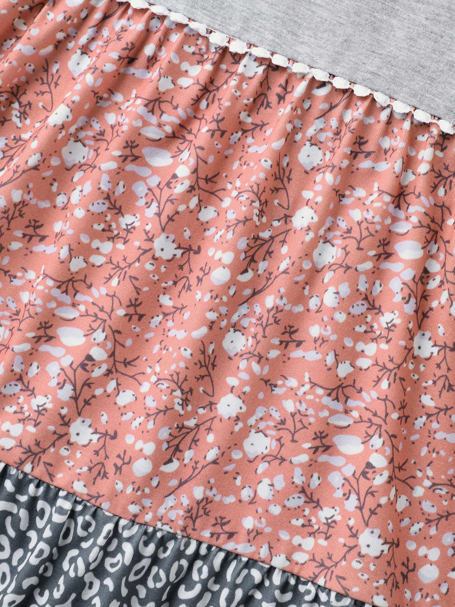 Ditsy Floral Print Patchwork Layered T-Shirt - Image 5