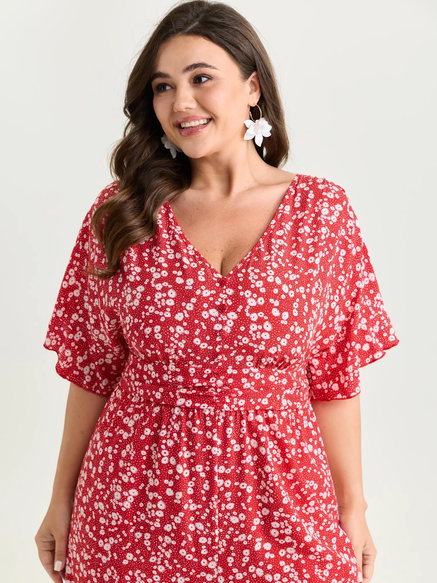 Ditsy Floral Print Ruffled Hem Jumpsuit - Image 2