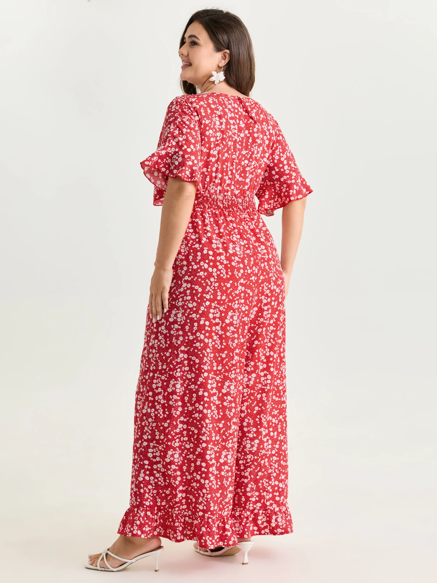 Ditsy Floral Print Ruffled Hem Jumpsuit - Image 4