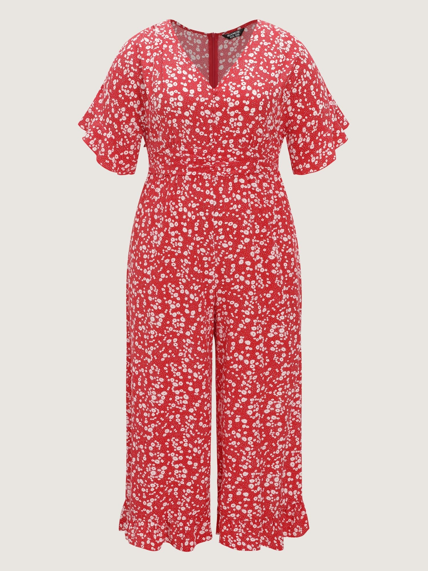 Ditsy Floral Print Ruffled Hem Jumpsuit - Image 7