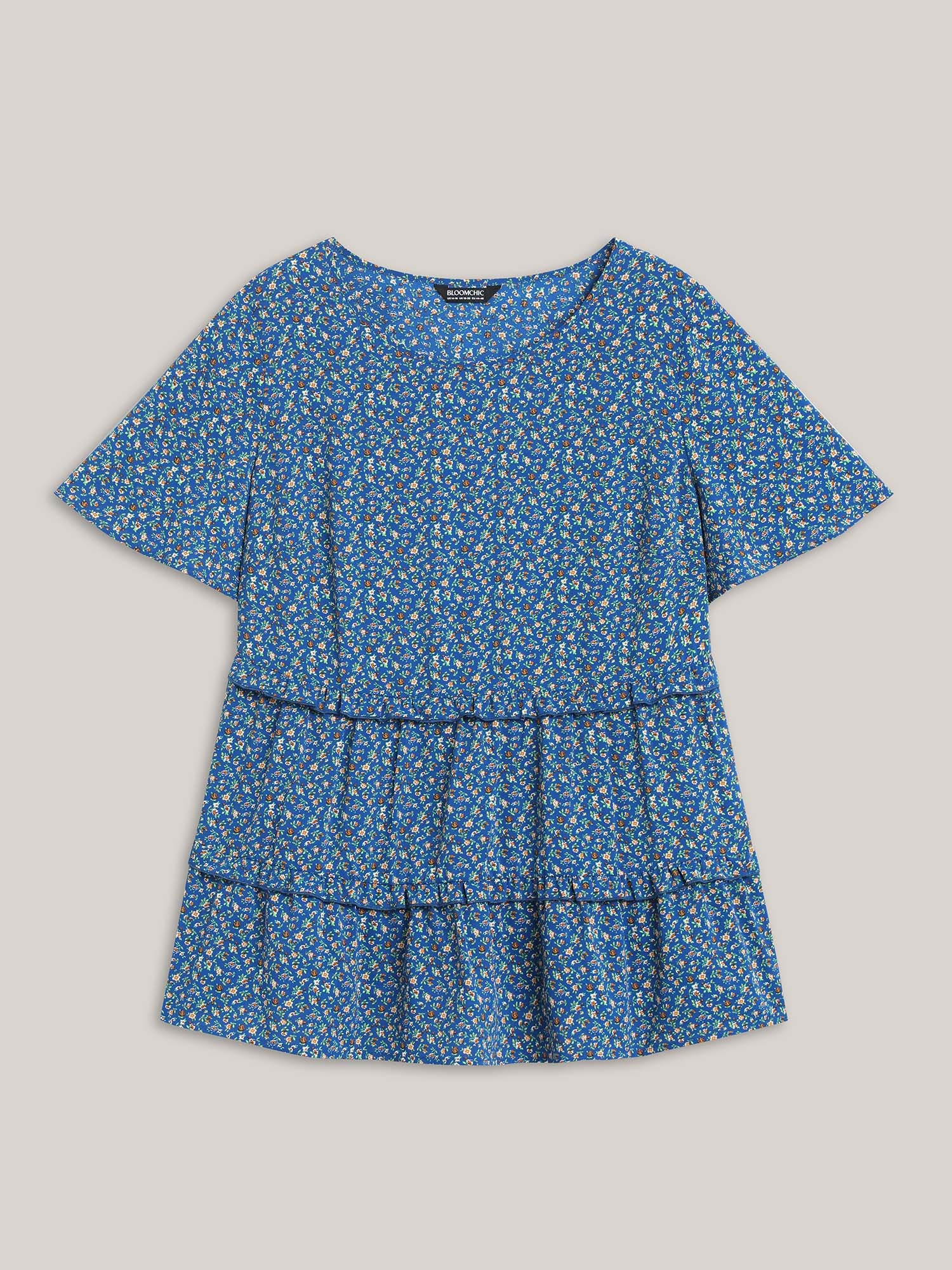 Ditsy Floral Print Ruffled Tiered Blouse - Image 6