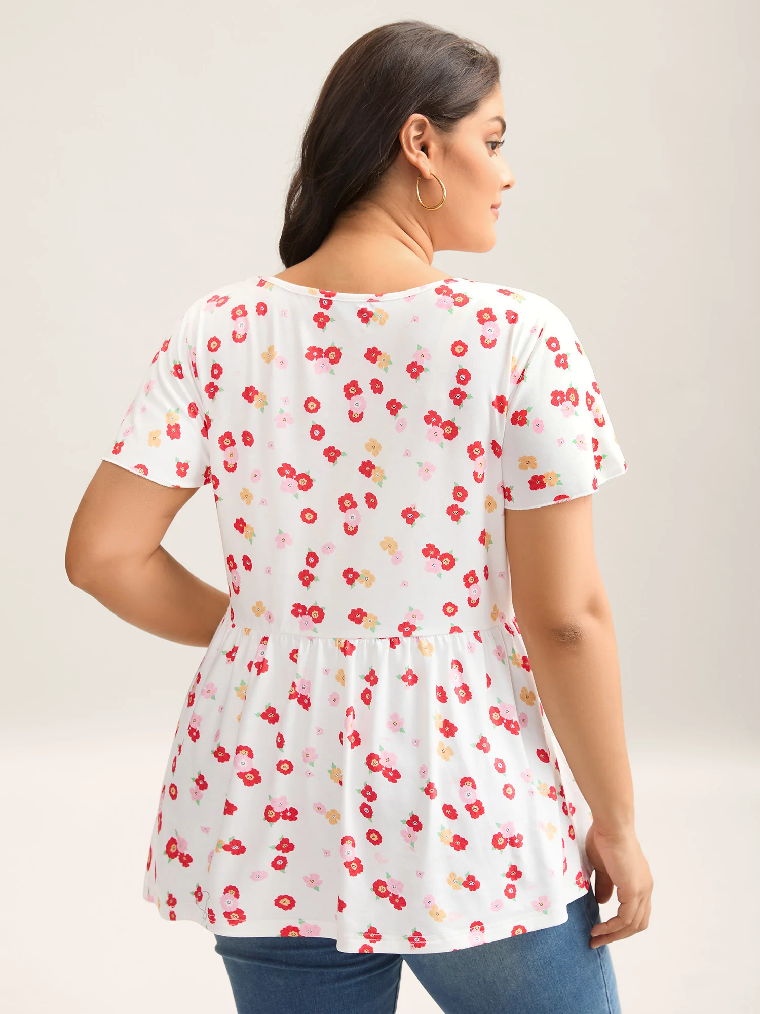 Ditsy Floral Print Sheer Babydoll Top - Image 4