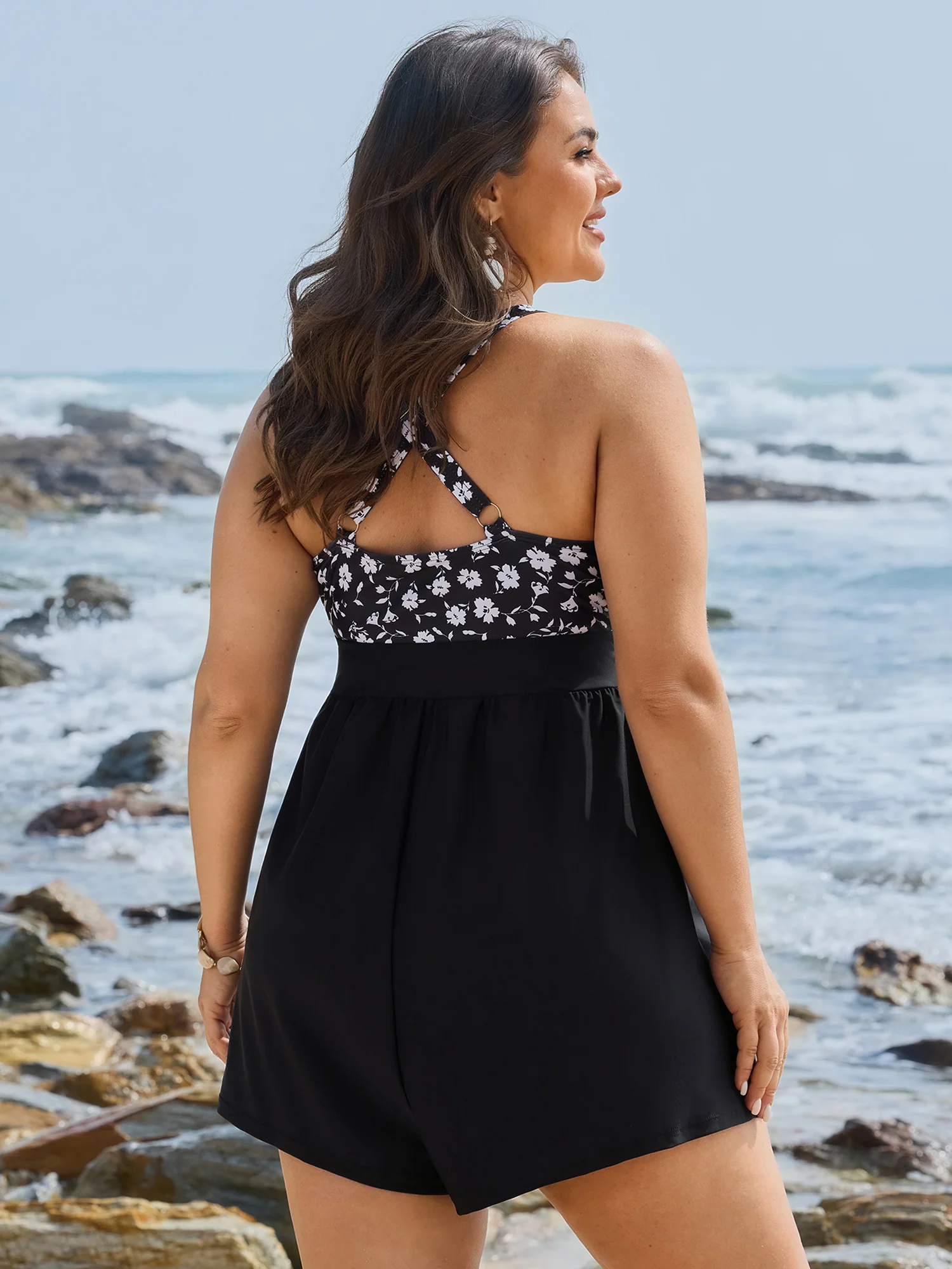 Ditsy Floral Print Side-Tie One-Piece Swimsuit - Image 5