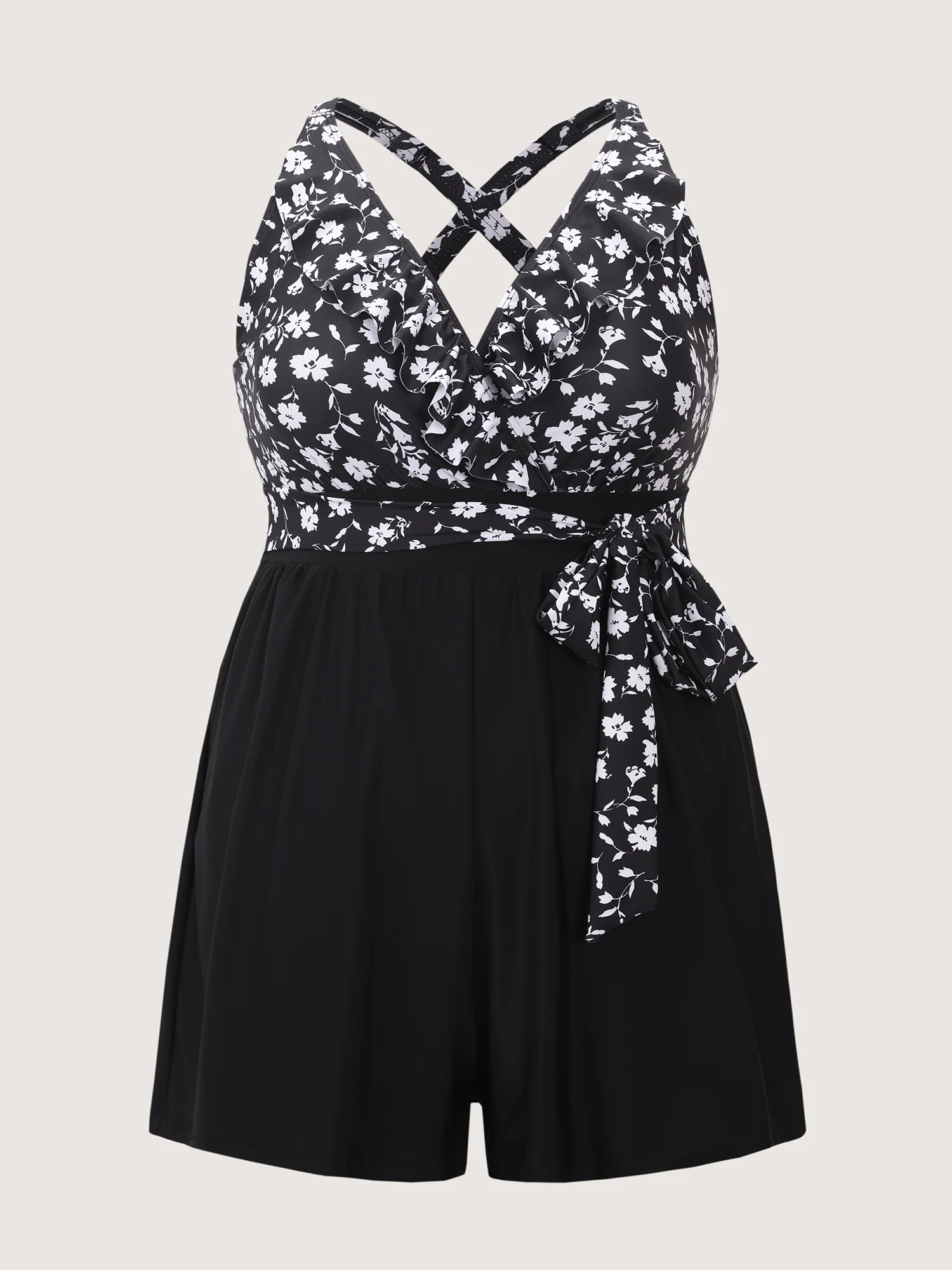 Ditsy Floral Print Side-Tie One-Piece Swimsuit - Image 8