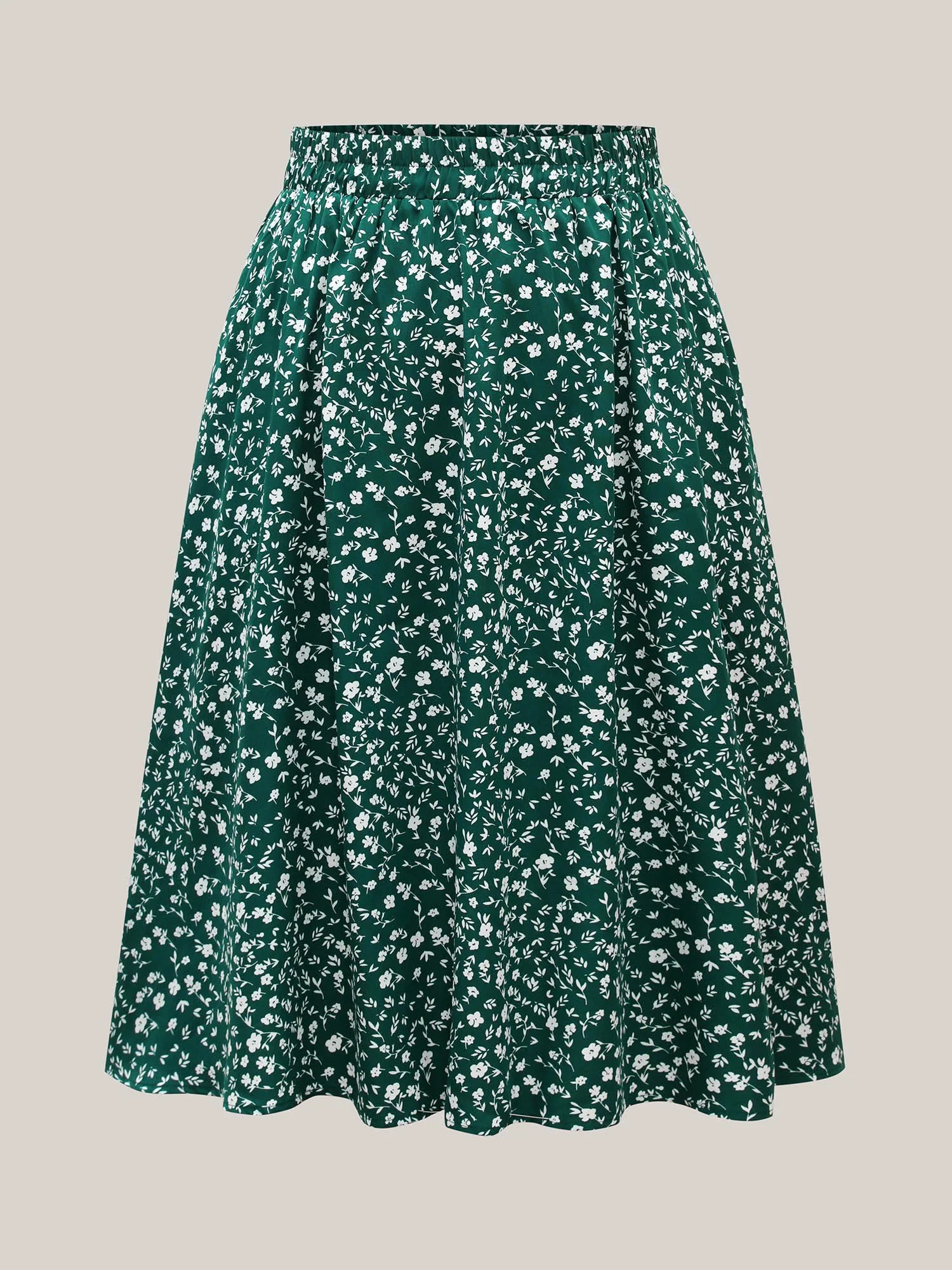 Ditsy Floral Print Stretchy Flared Midi Skirt - Image 7