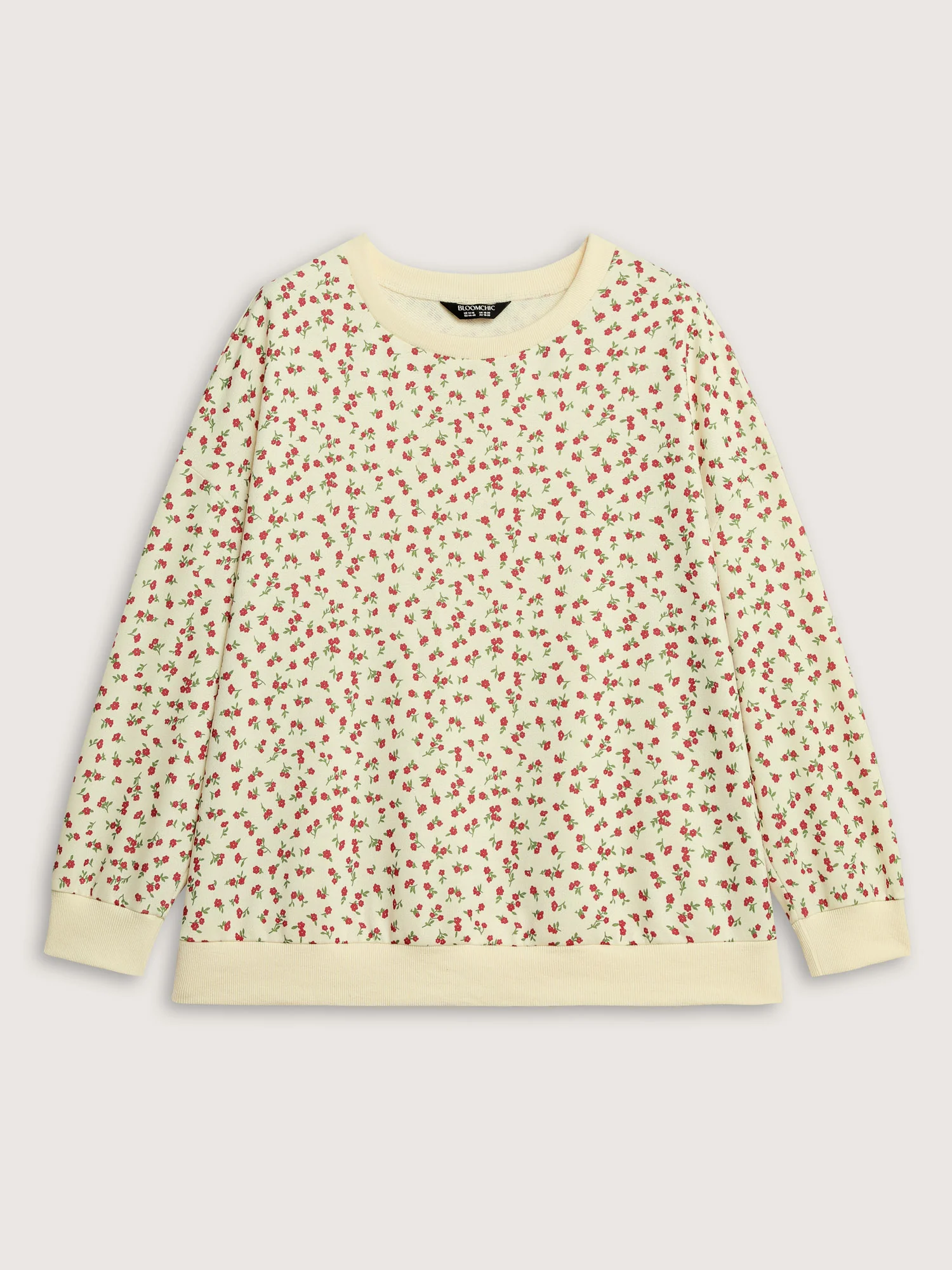 Ditsy Floral Print Stretchy Hem Sweatshirt - Image 6