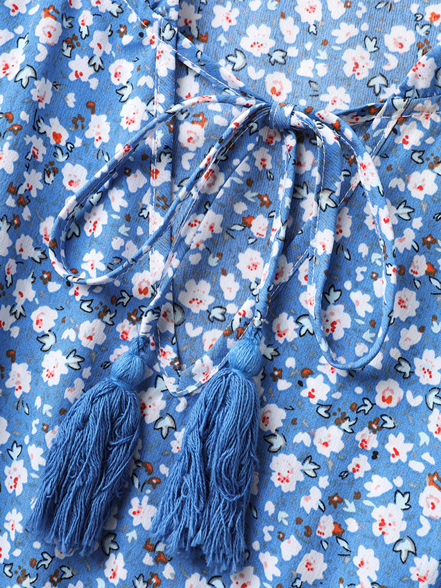 Ditsy Floral Print Stretchy Waist Midi Dress - Image 8