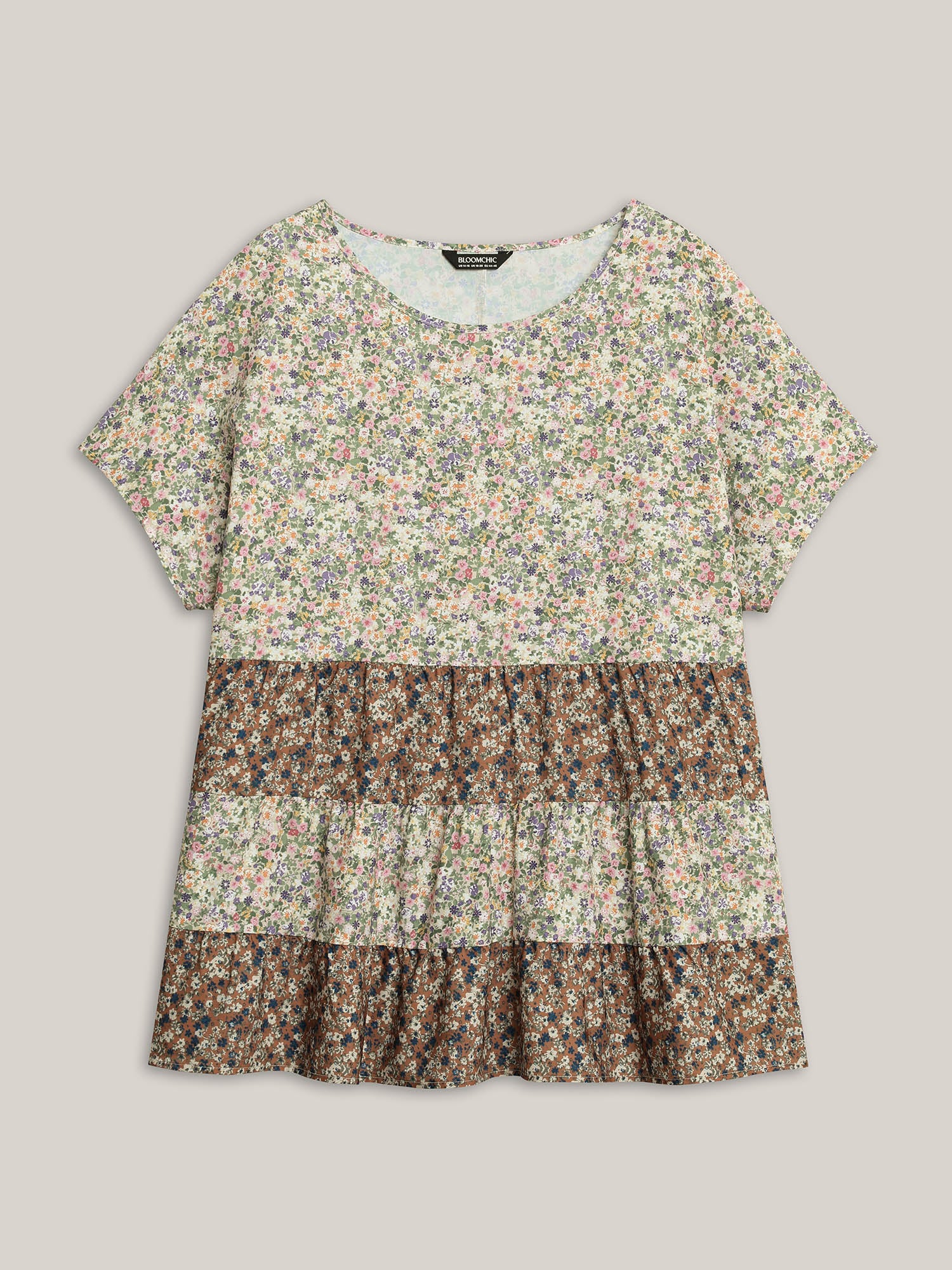 Ditsy Floral Print Tiered Blouse - Image 6