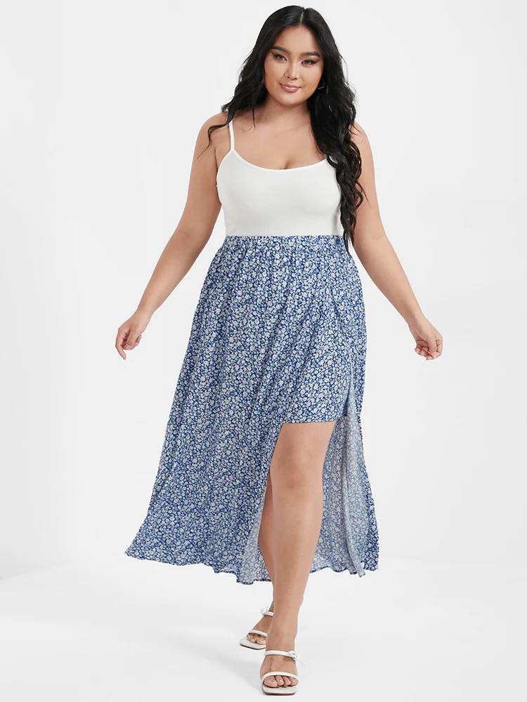 Ditsy Floral Printed Irregular Loose Skirt - Image 2