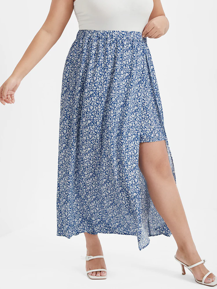 Ditsy Floral Printed Irregular Loose Skirt - Image 4