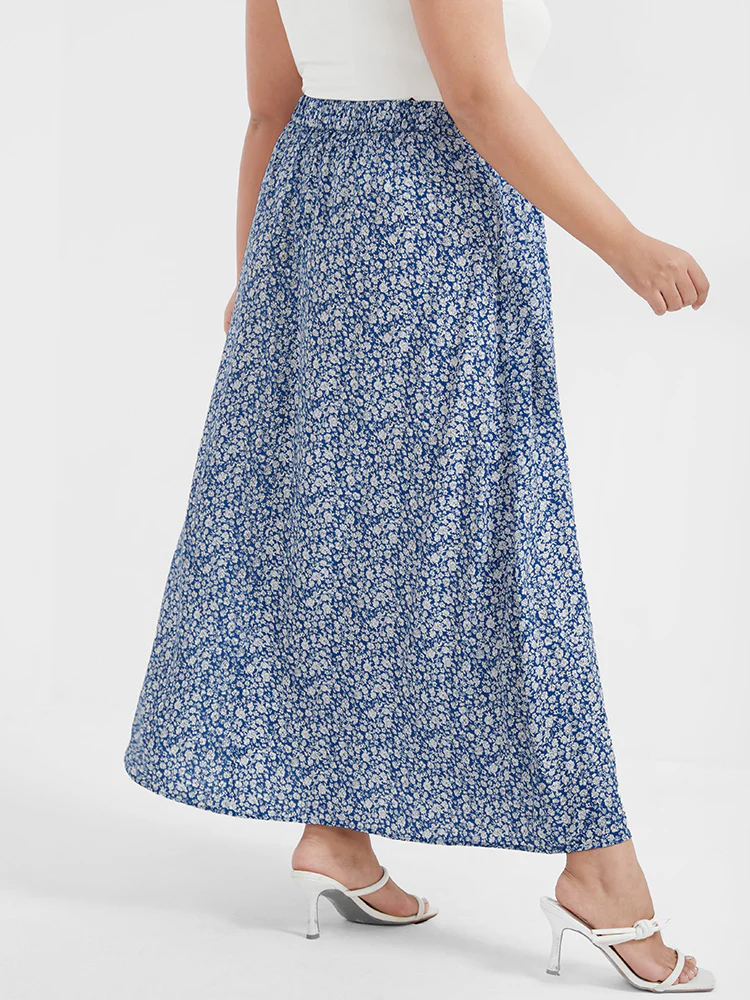 Ditsy Floral Printed Irregular Loose Skirt - Image 5