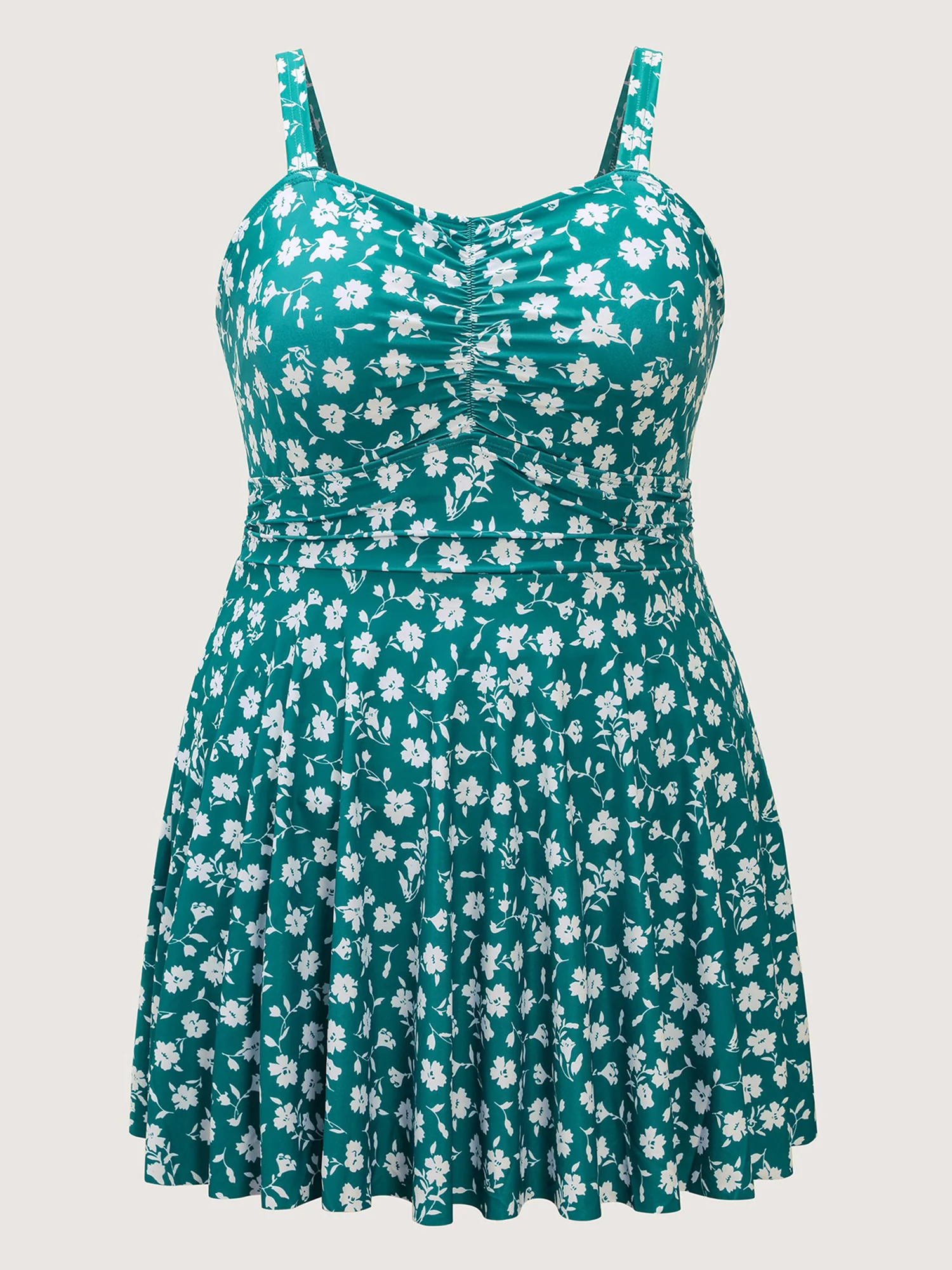 Ditsy Floral Ruched Empire Waist Swim Dress - Image 24