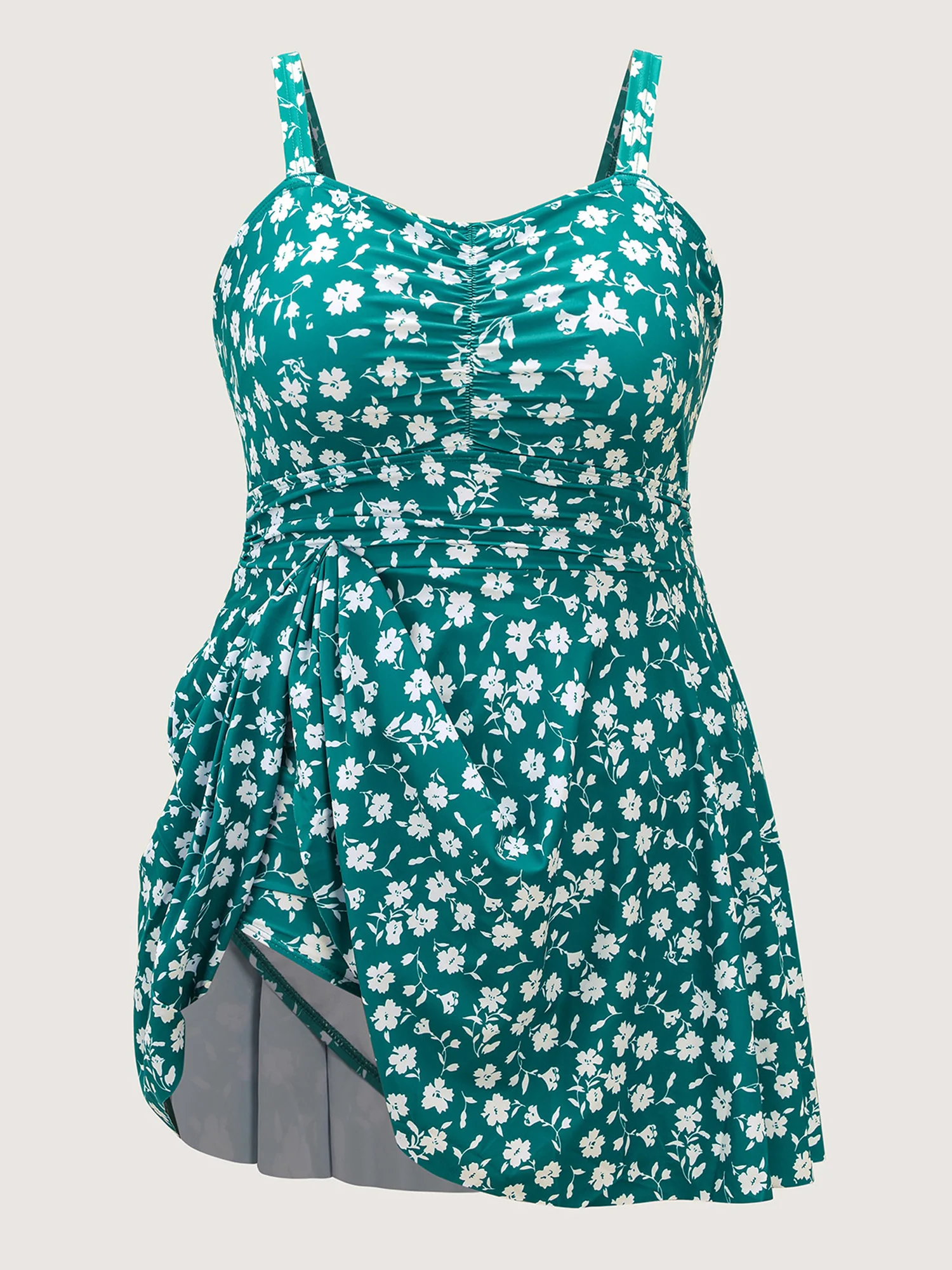 Ditsy Floral Ruched Empire Waist Swim Dress - Image 25