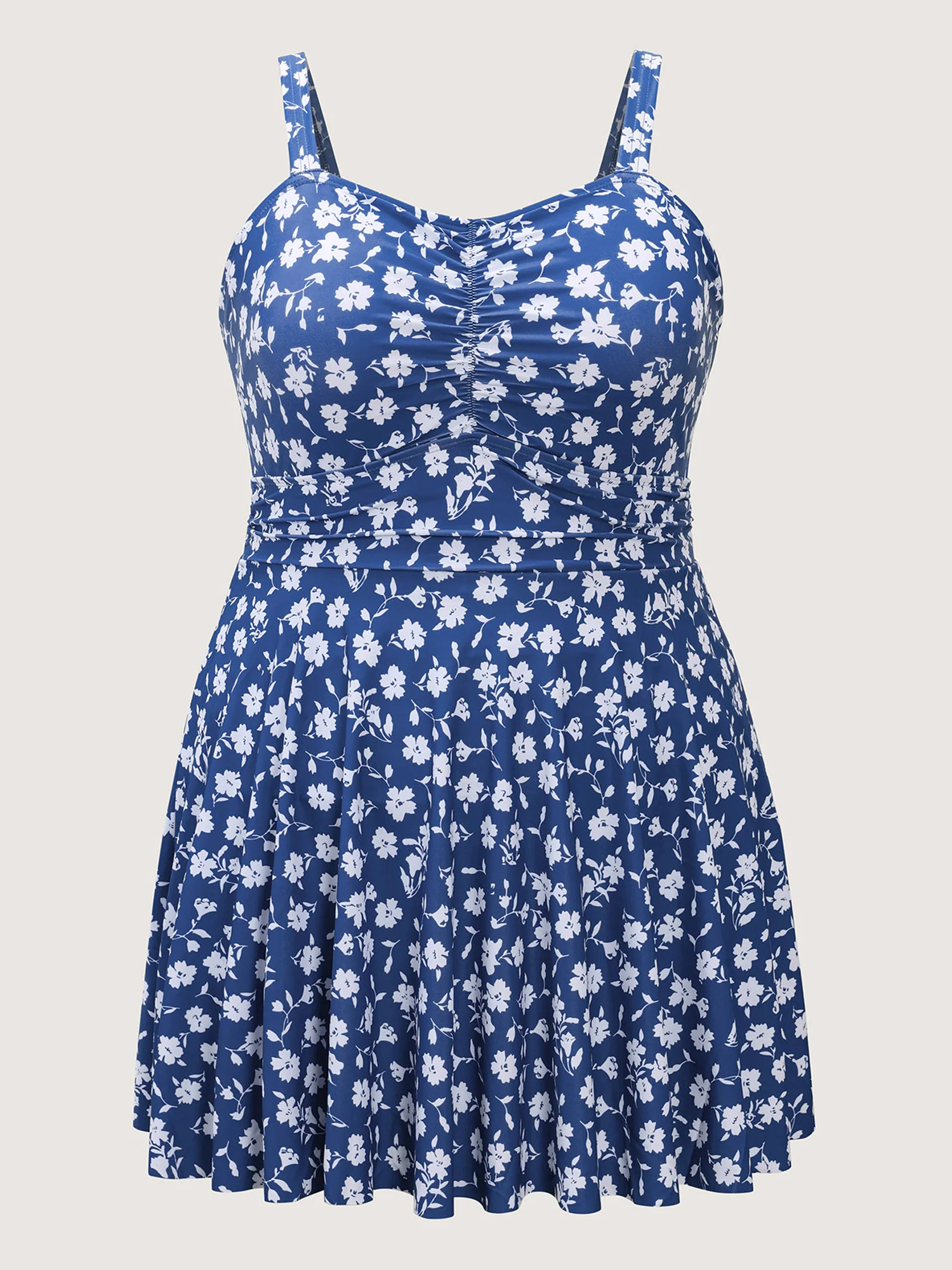 Ditsy Floral Ruched Empire Waist Swim Dress - Image 6