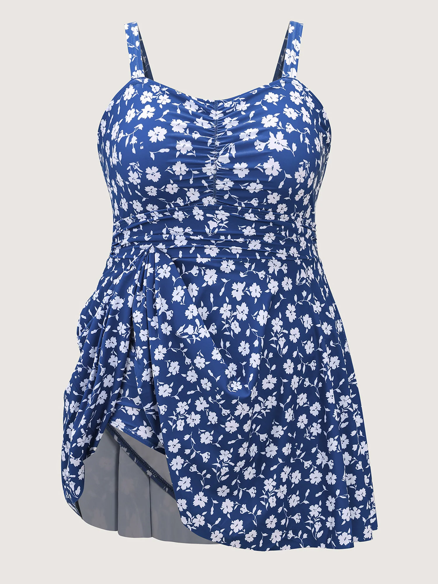 Ditsy Floral Ruched Empire Waist Swim Dress - Image 7
