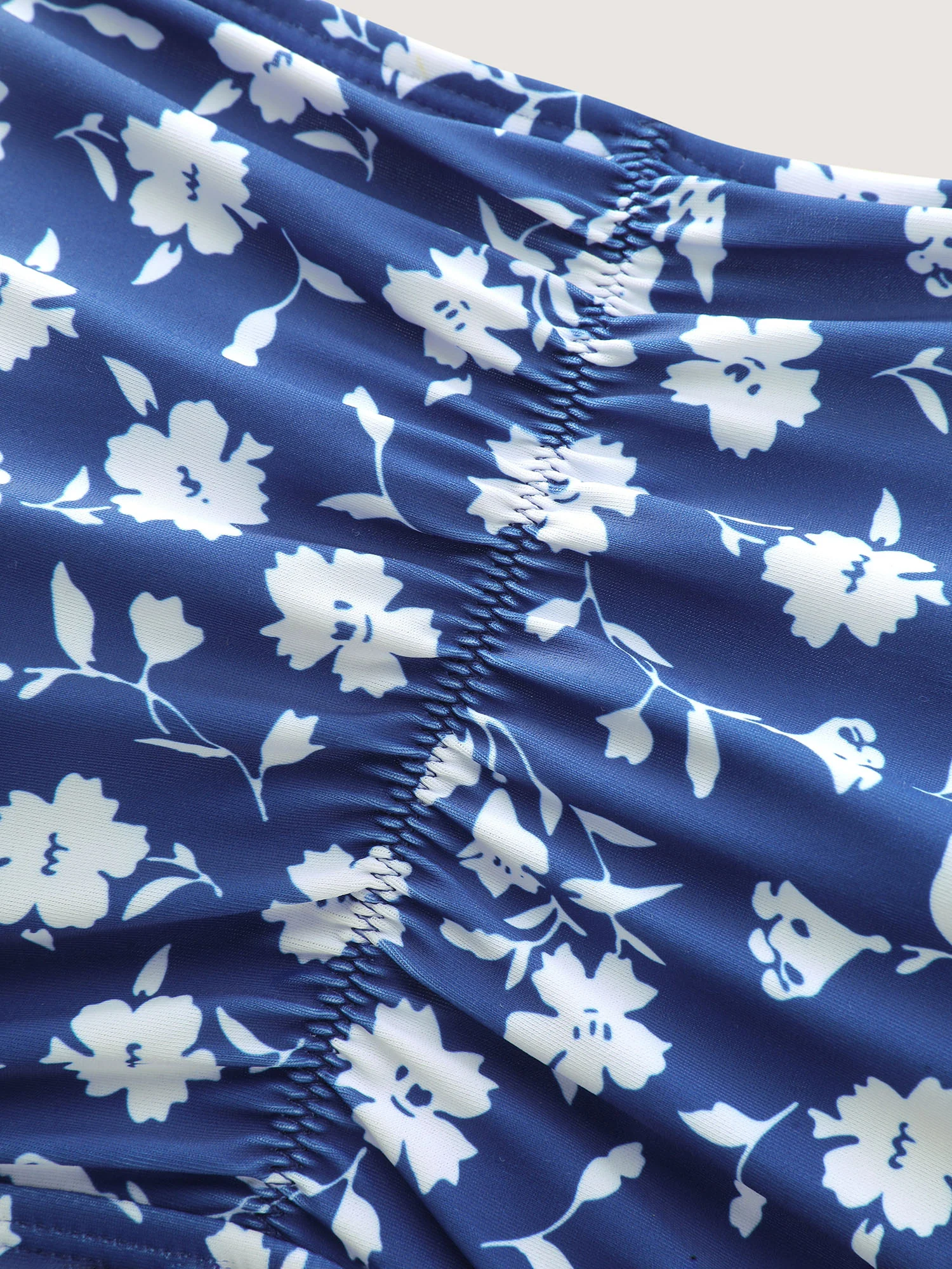 Ditsy Floral Ruched Empire Waist Swim Dress - Image 8