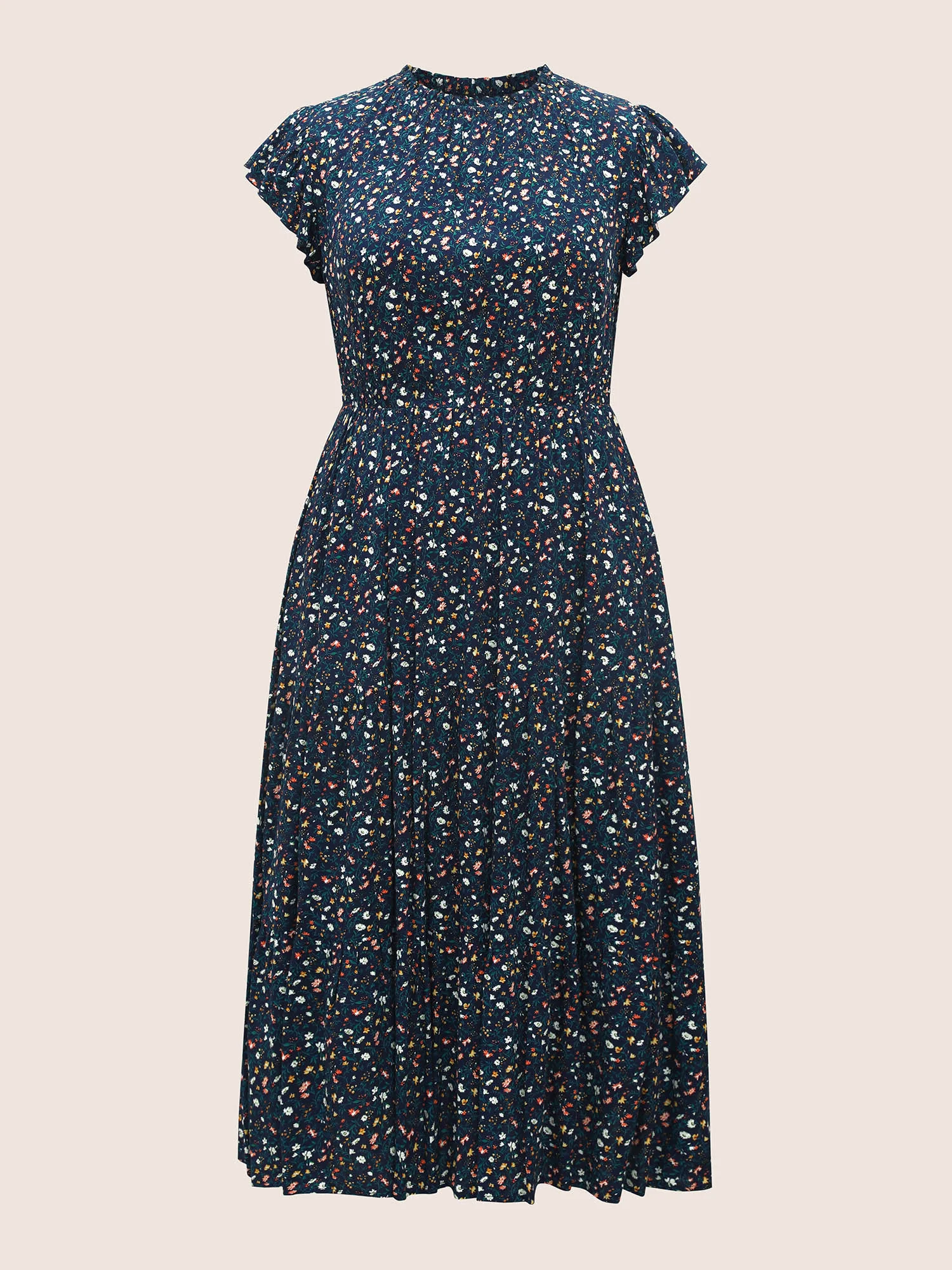 Ditsy Floral Ruffle Cap Sleeve Dress - Image 12