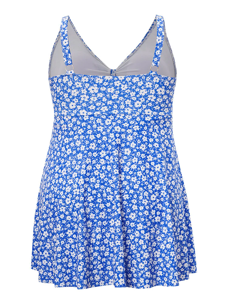 Ditsy Floral Ruffle Knotted Front Swim Dress - Image 10