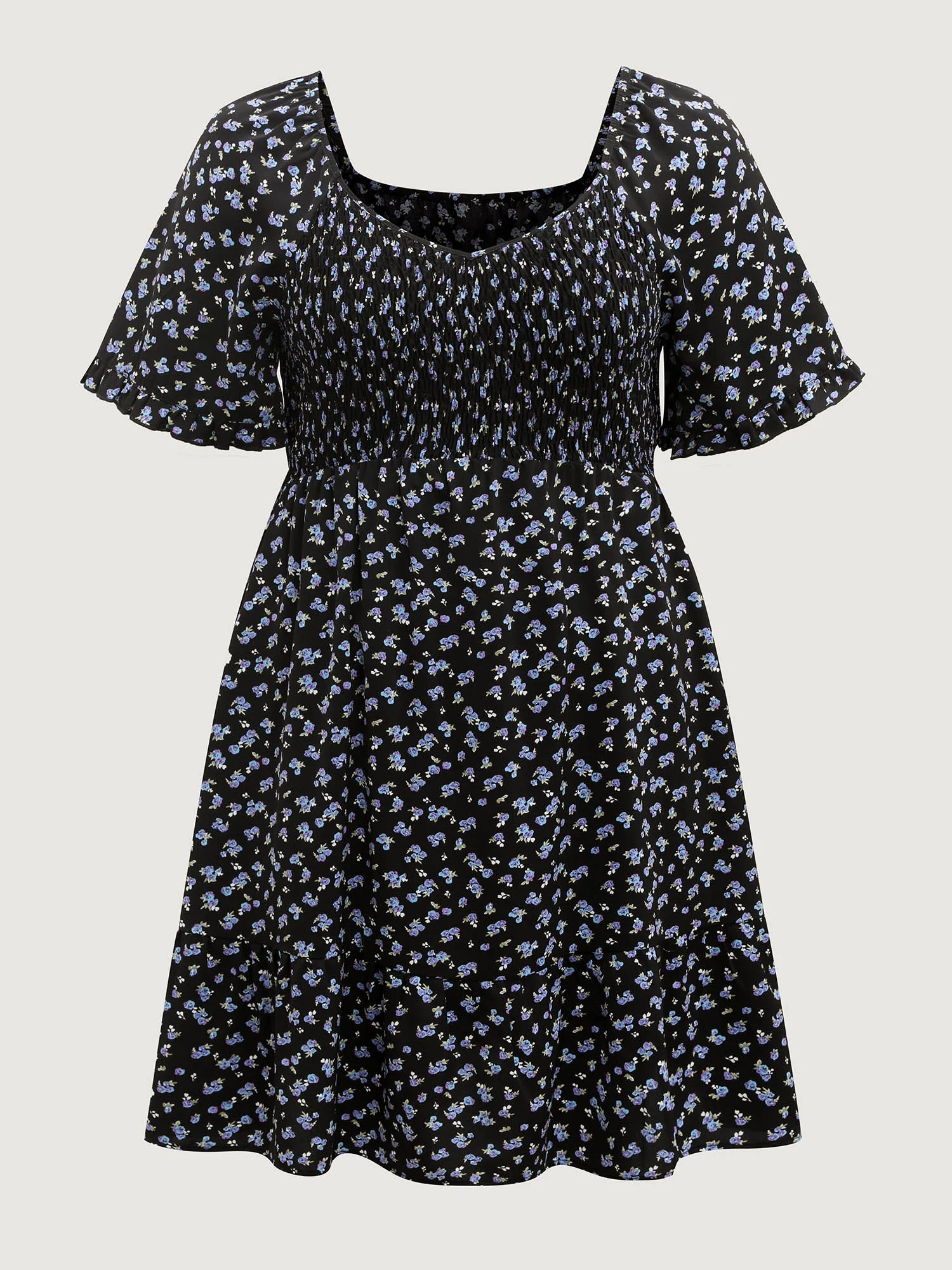 Ditsy Floral Shirred Bodice Midi Dress - Image 7