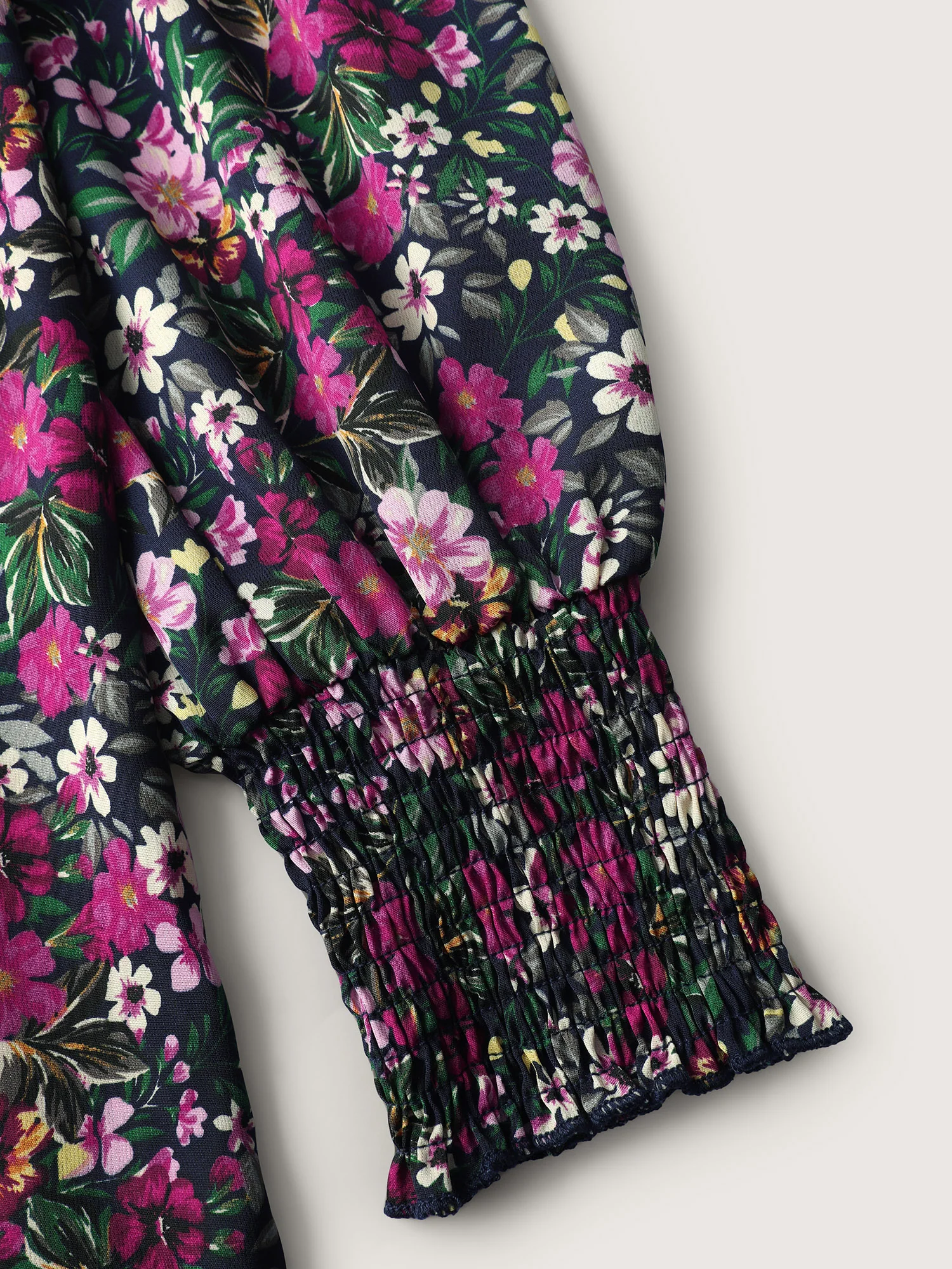 Ditsy Floral Shirred Neck Tie Blouse - Image 6