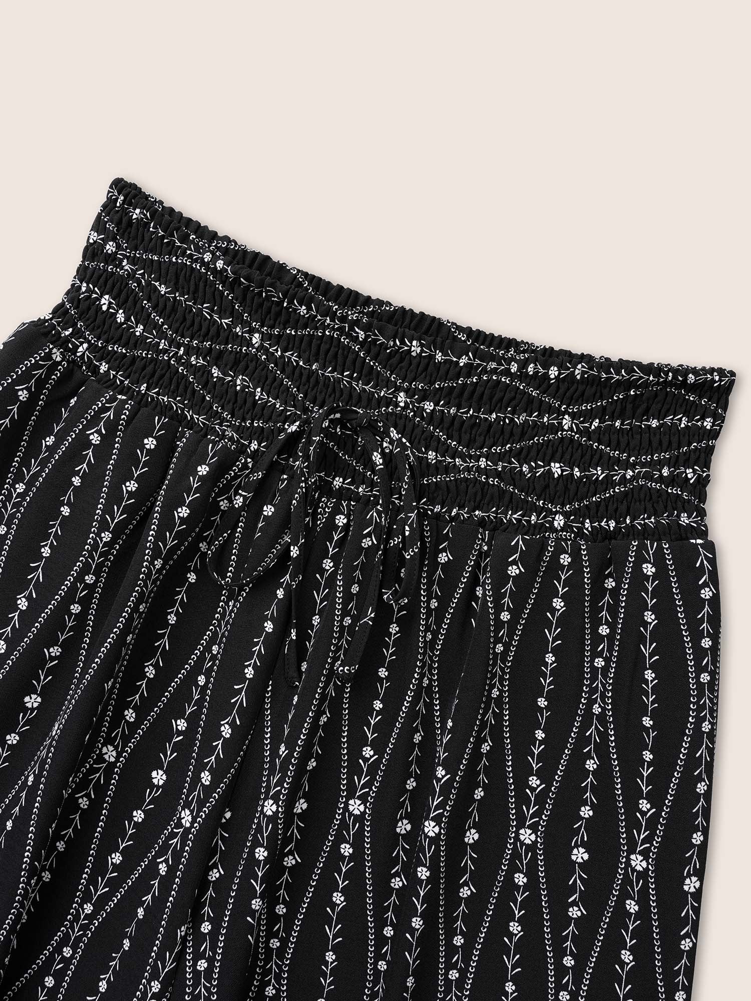 Ditsy Floral Shirred Ties High Rise Harem Pants - Image 5
