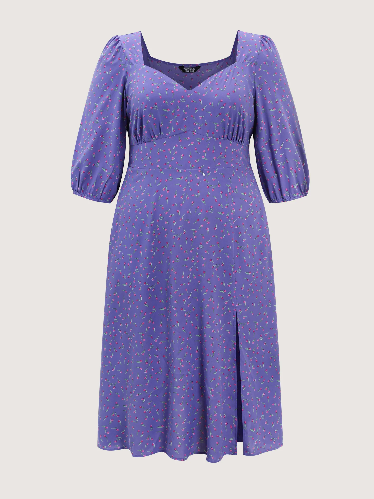 Ditsy Floral Sweetheart Neck Shirred Waist Midi Dress - Image 7
