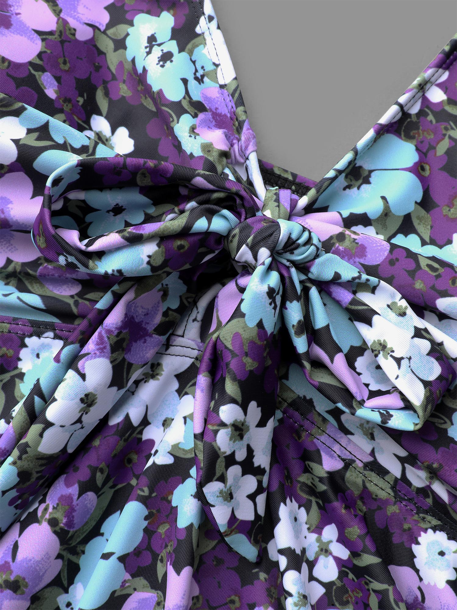 Ditsy Floral Ties Adjustable Ruched Swim Top - Image 5