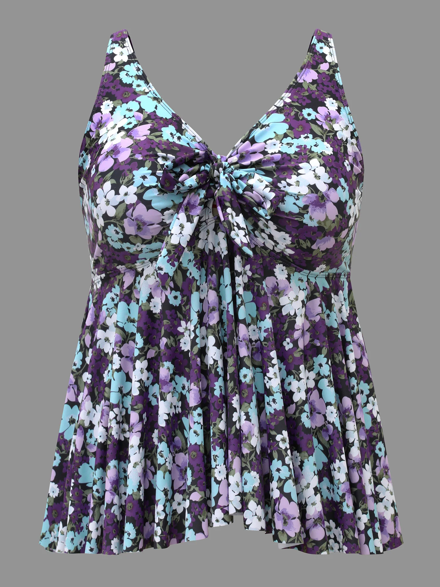 Ditsy Floral Ties Adjustable Ruched Swim Top - Image 7