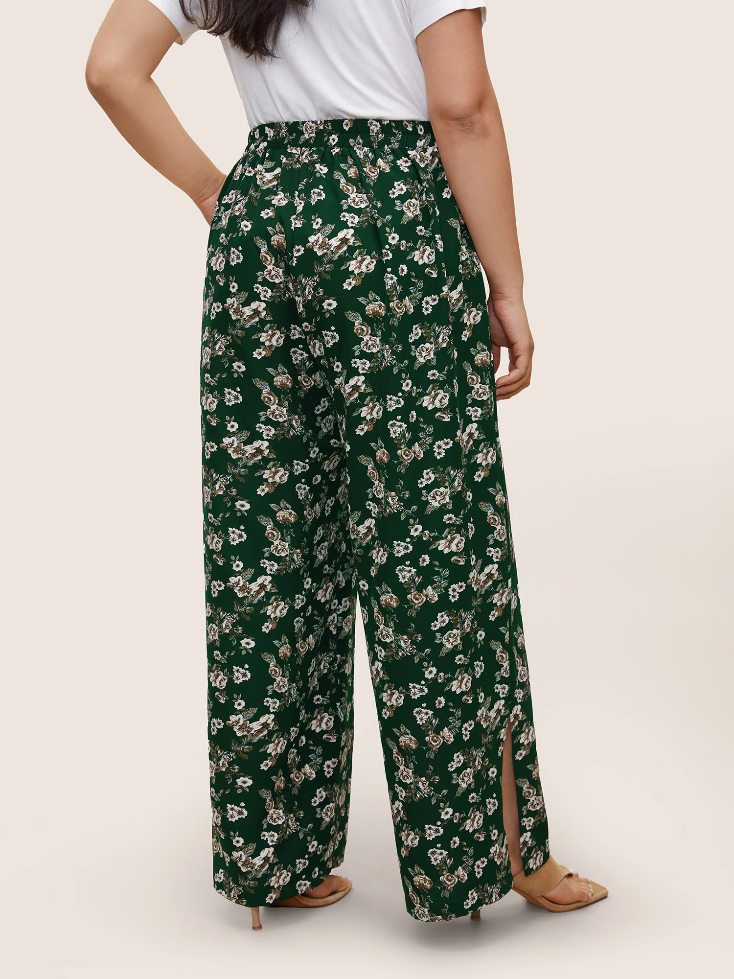 Ditsy Floral Ties Split Hem Wide Leg Pants - Image 10