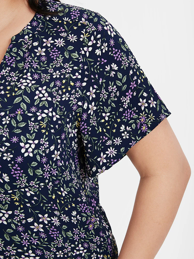 Ditsy Floral V Neck Button Blouse - Image 6