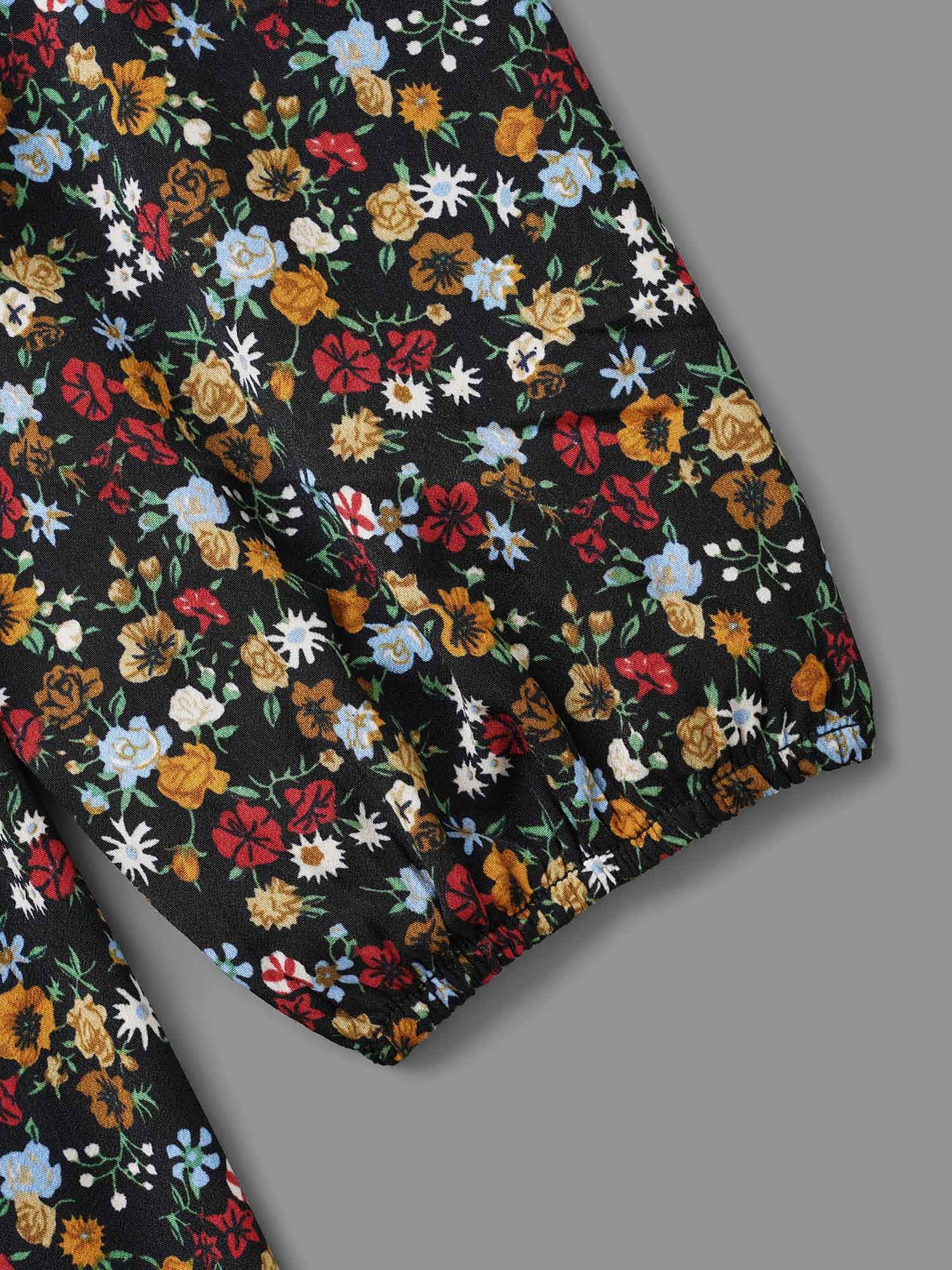 Ditsy Floral V Neck Shirred Blouse - Image 8