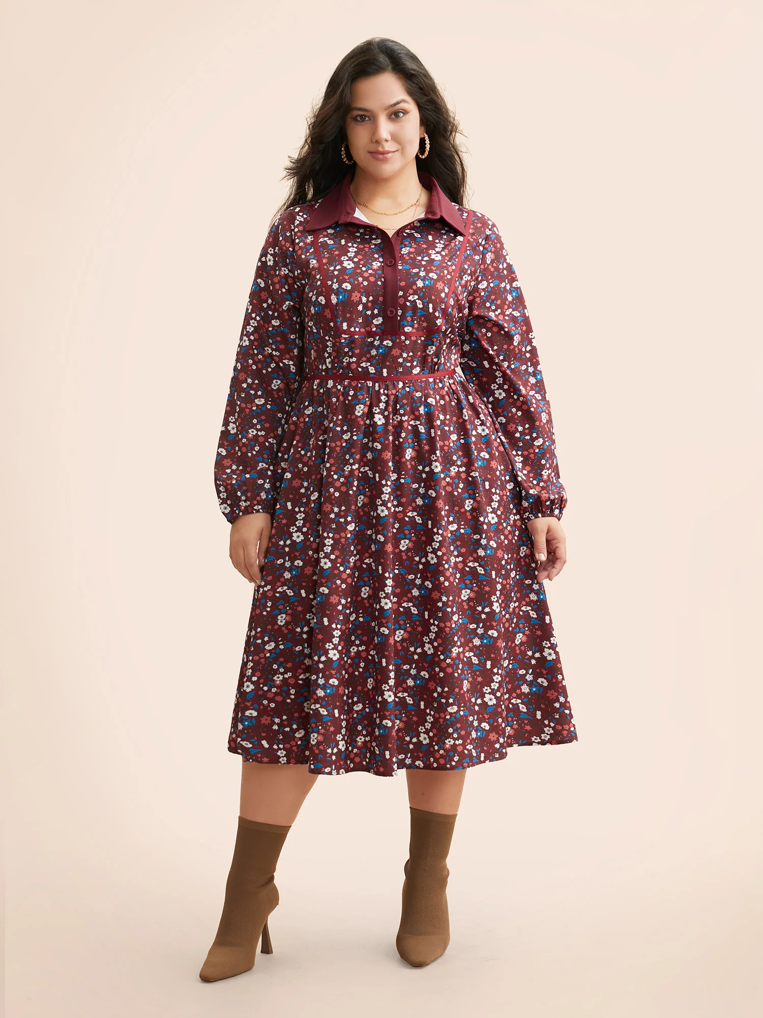 Ditsy Floral Woven Ribbon Button Up Dress - Image 2