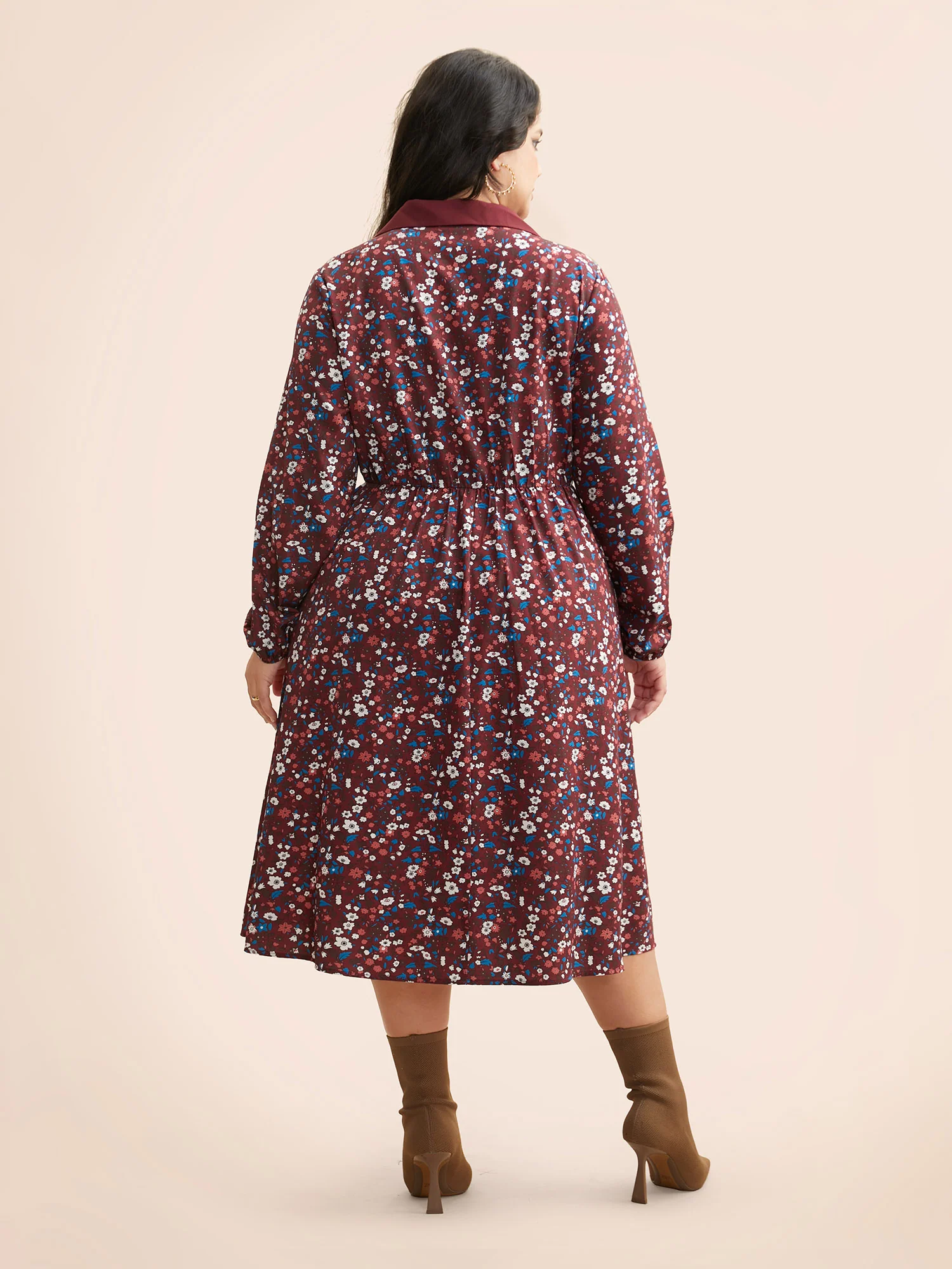 Ditsy Floral Woven Ribbon Button Up Dress - Image 5